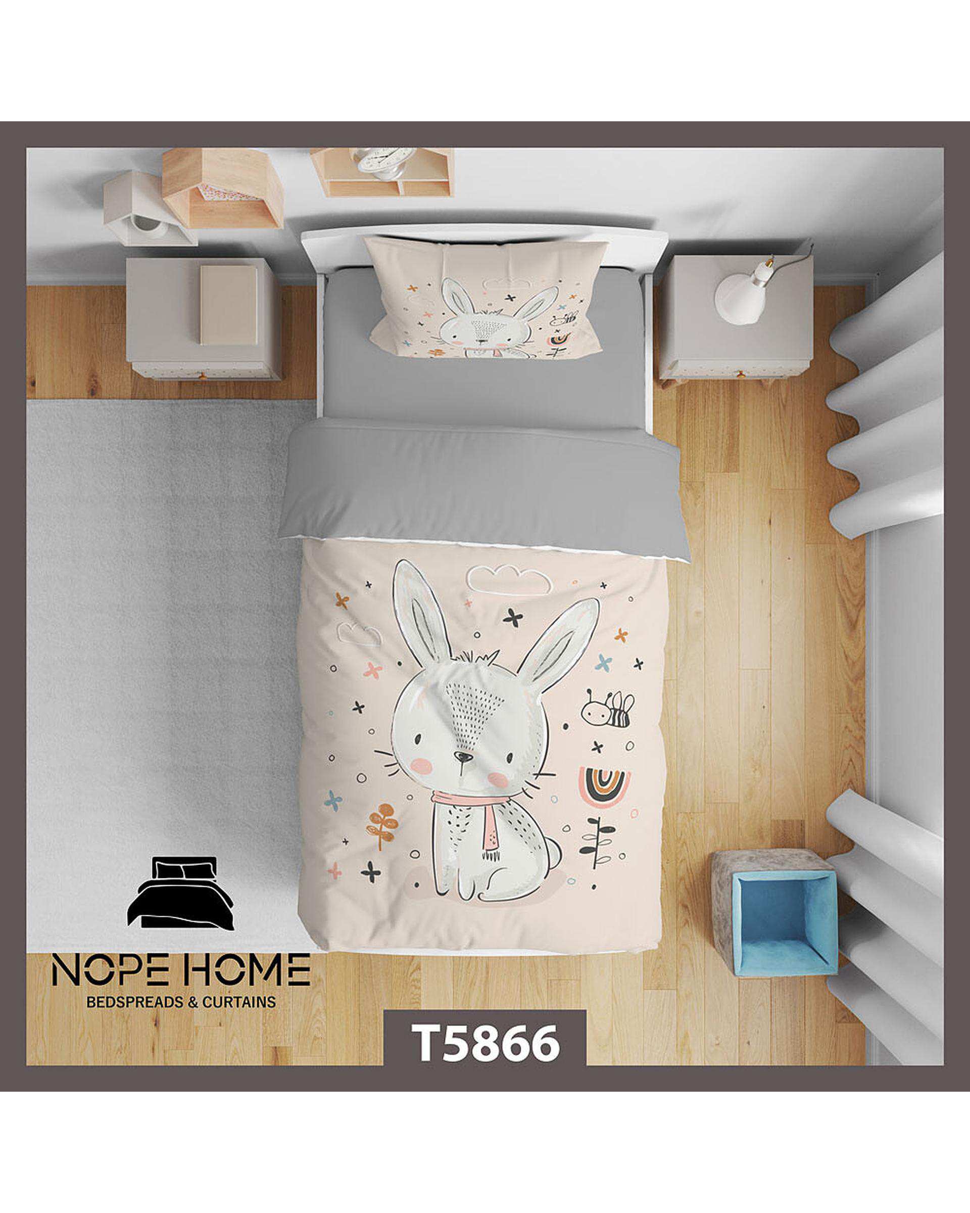 سرویس لحاف روتختی کودک یک نفره 5 تکه نوپه هوم Nopehome طرح خرگوش فانتزی کد T5866