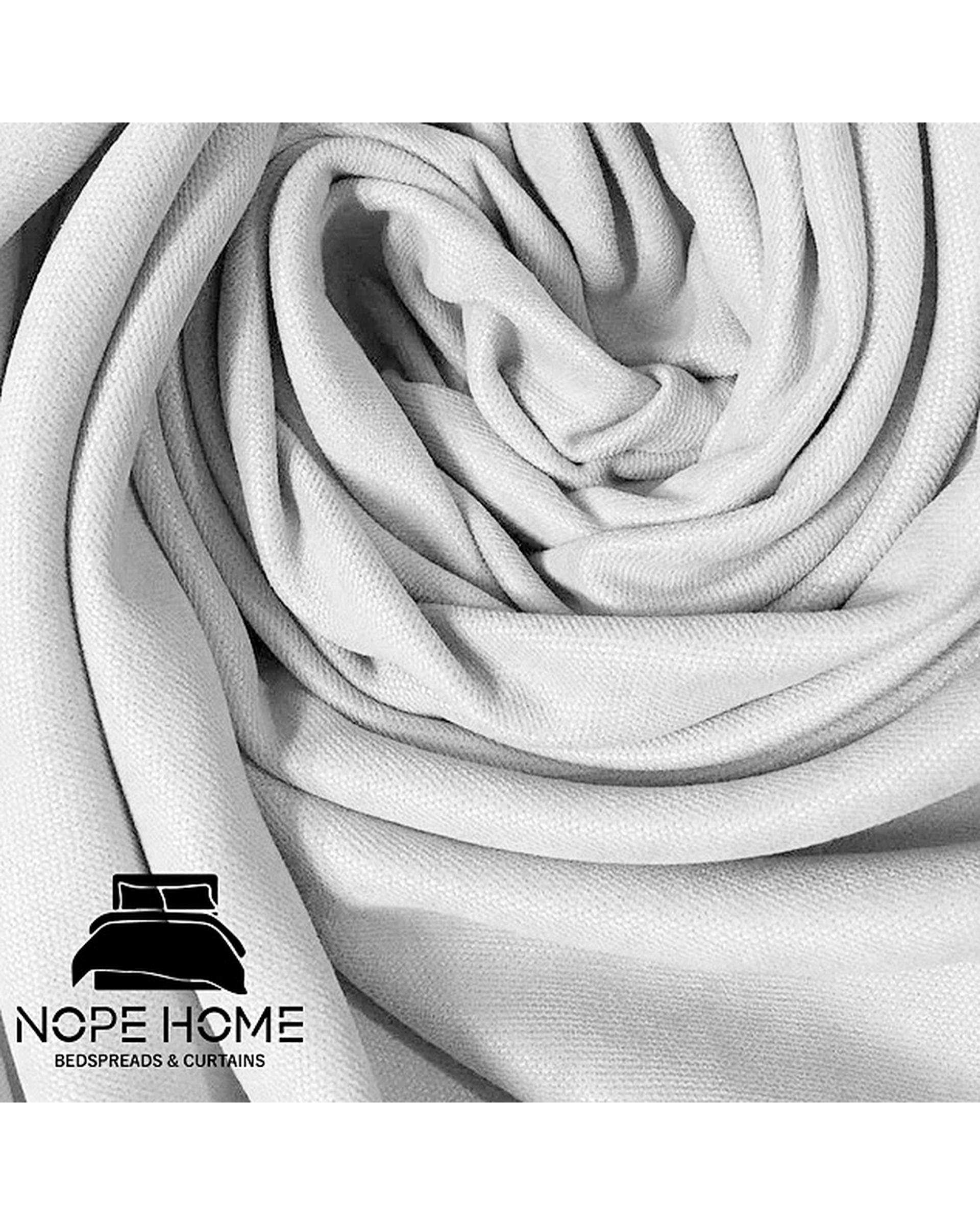 سرویس لحاف روتختی مینیمال کتان مخمل یک نفره 5 تکه سفید نوپه هوم Nopehome طرح مربع کد MKK15