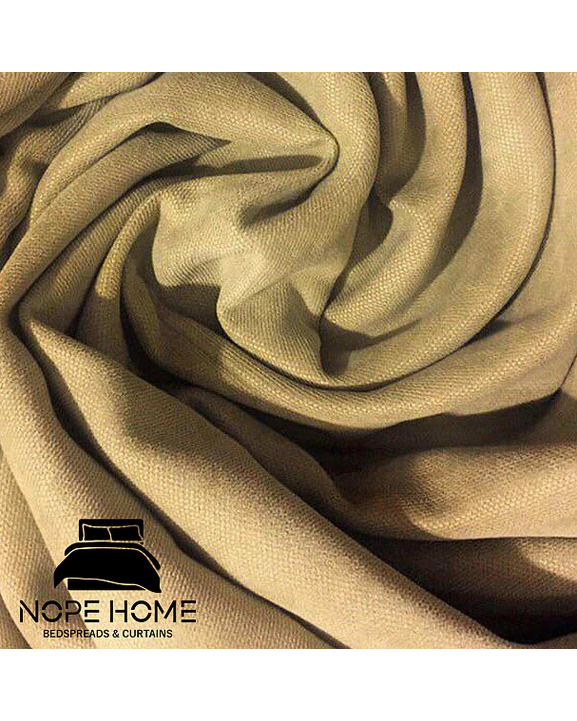 سرویس لحاف روتختی مینیمال کتان مخمل یک نفره 5 تکه کرم تیره نوپه هوم Nopehome طرح مربع کد MKK17
