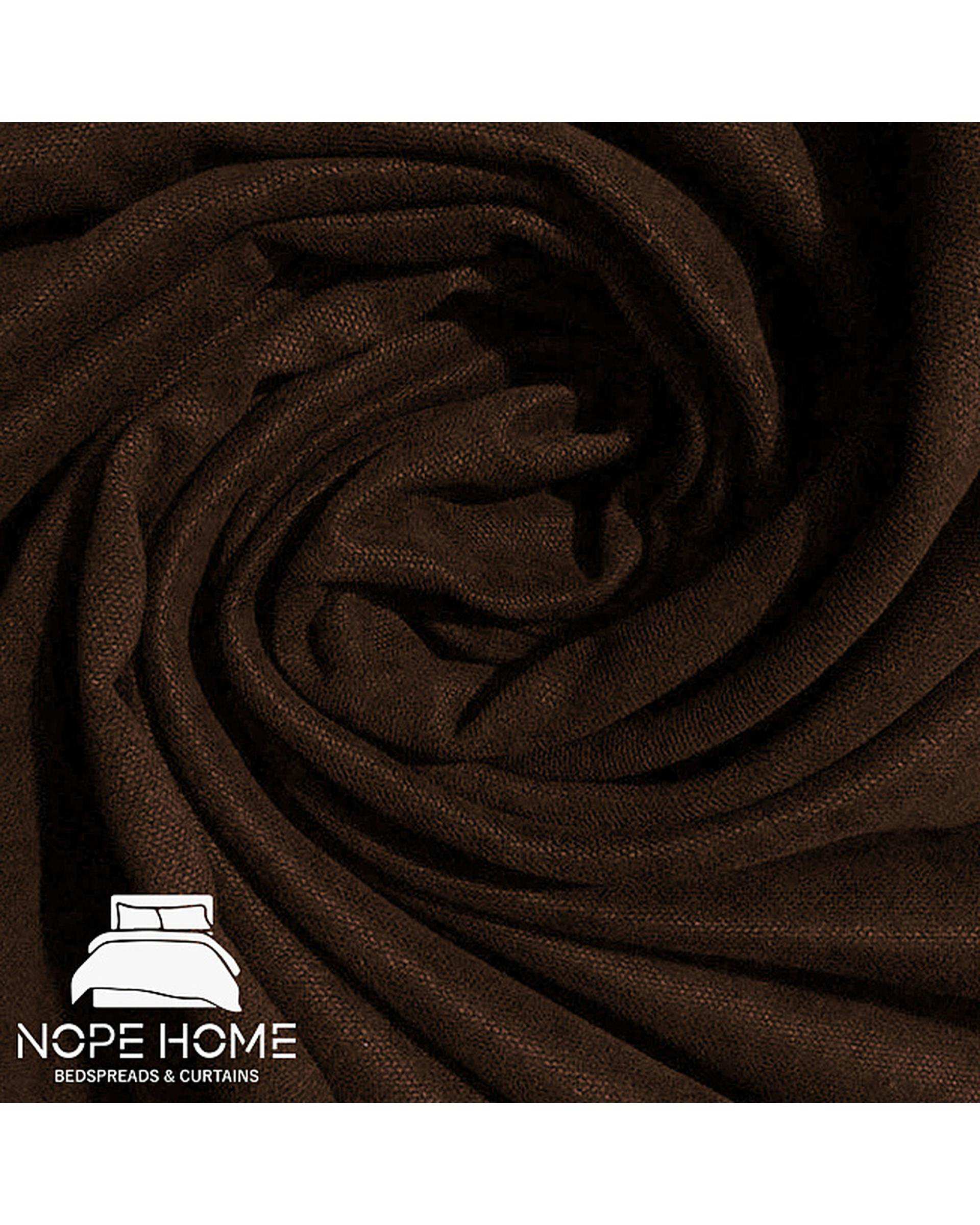 سرویس لحاف روتختی مینیمال کتان مخمل یک نفره 5 تکه قهوه ای نوپه هوم Nopehome طرح مربع کد MKK18