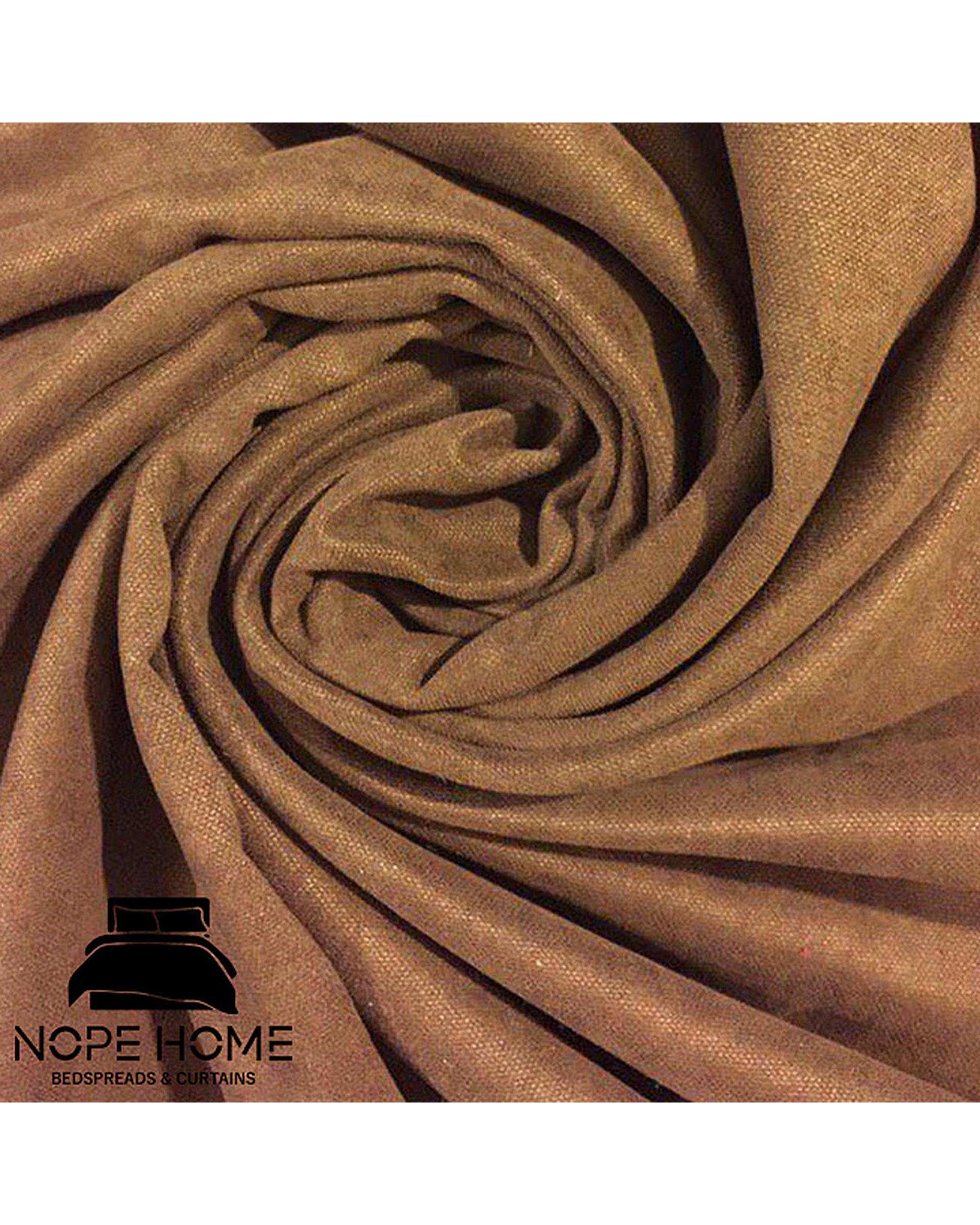 سرویس لحاف روتختی مینیمال کتان مخمل یک نفره 5 تکه نسکافه ای نوپه هوم Nopehome طرح مربع کد MKK19