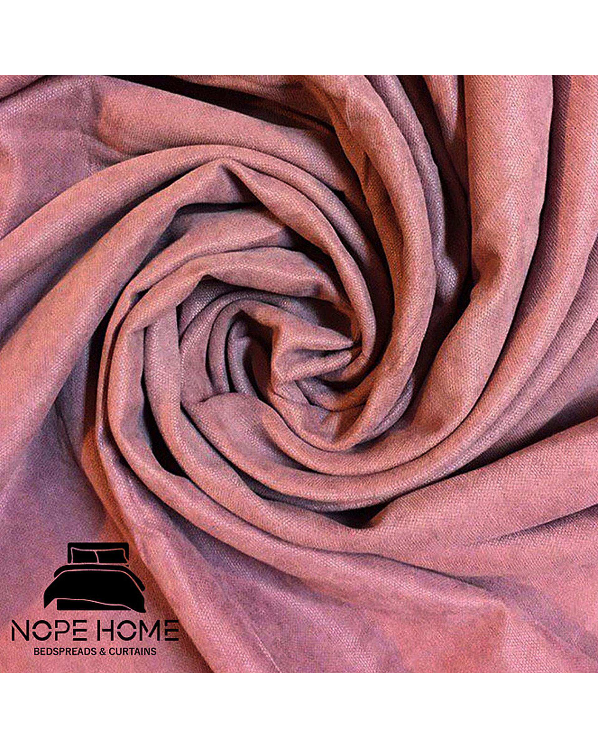 سرویس لحاف روتختی مینیمال کتان مخمل یک نفره 5 تکه صورتی نوپه هوم Nopehome طرح مربع کد MKK21