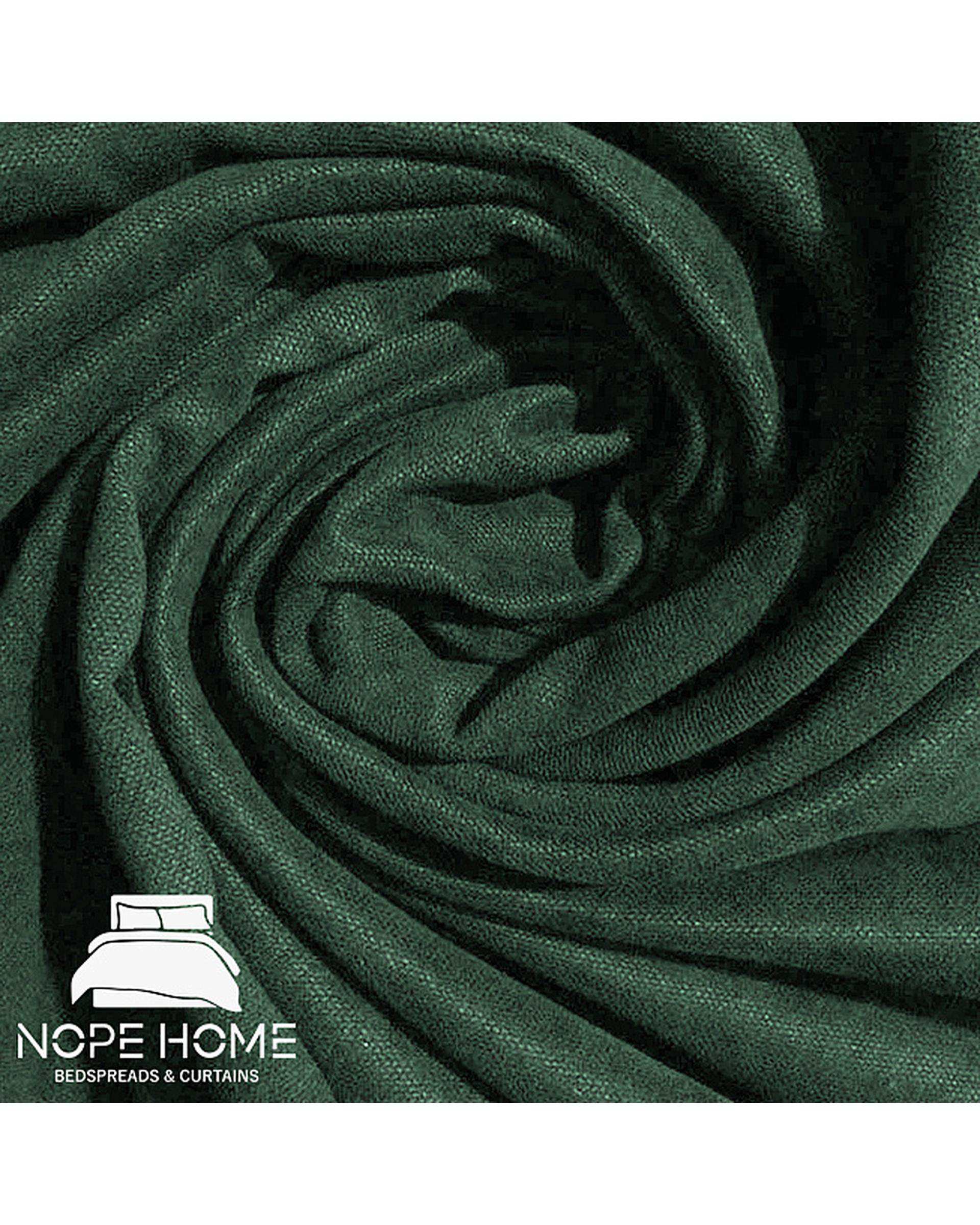 سرویس لحاف روتختی مینیمال کتان مخمل یک نفره 5 تکه سبز تیره نوپه هوم Nopehome طرح مربع کد MKK25