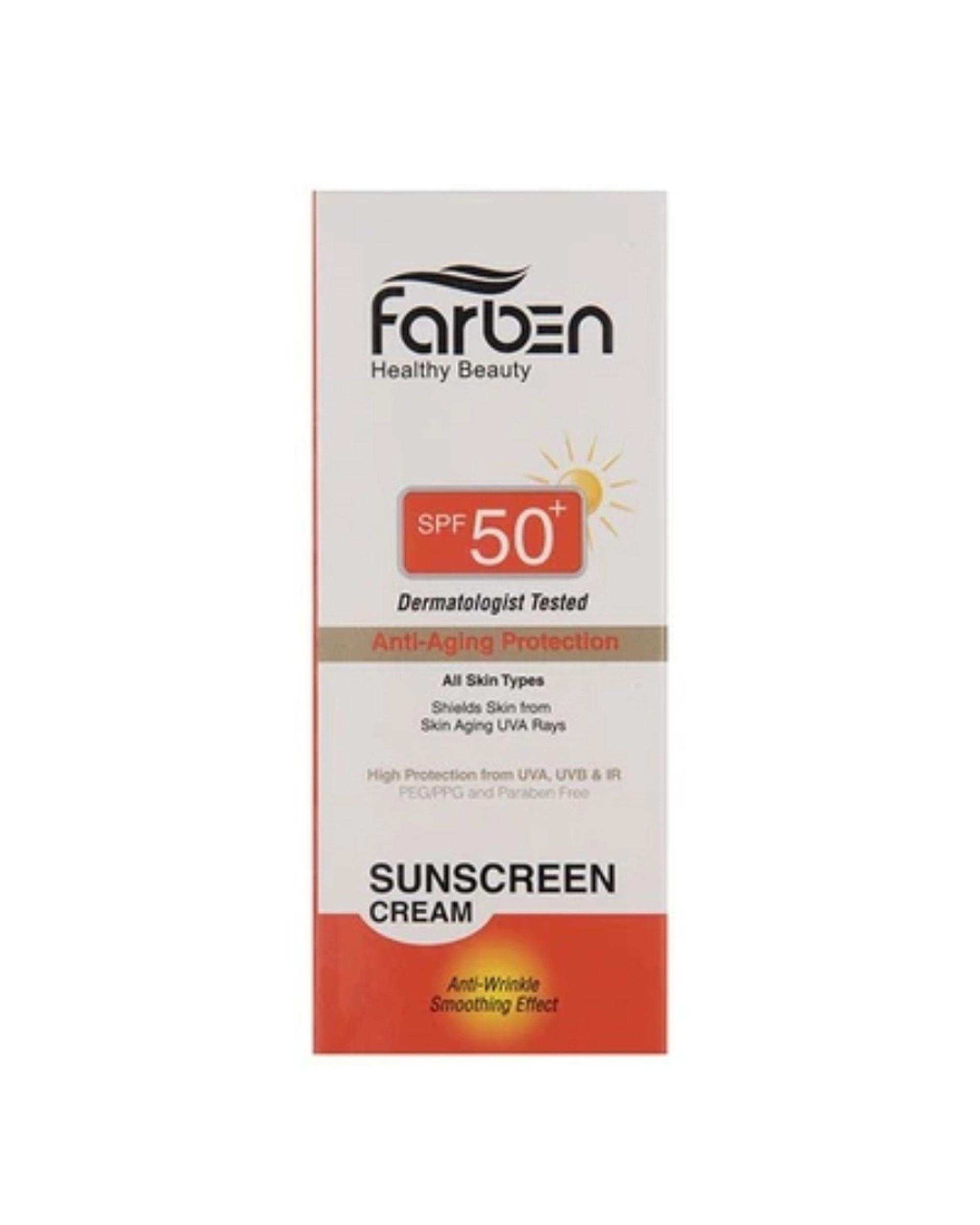 کرم ضد آفتاب ضد چروک رنگی SPF50 فاربن Farben حجم 50ml