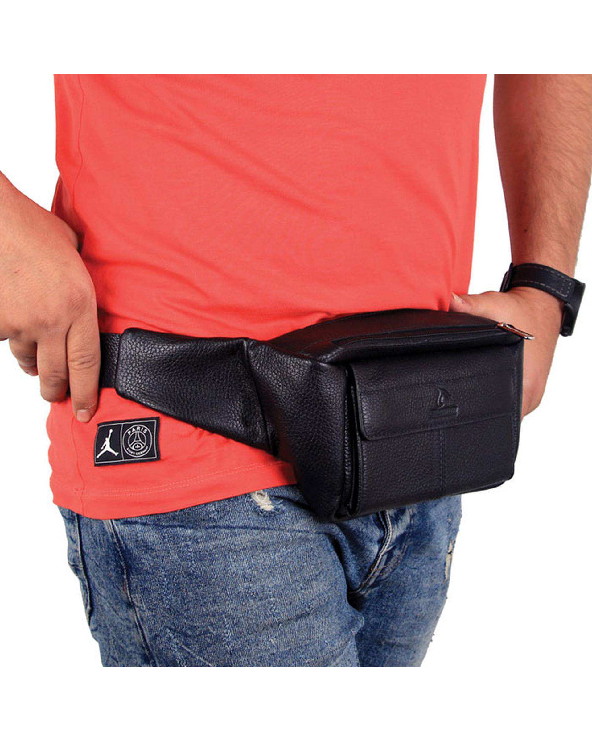 کیف کمری چرم مشکی چرم بارز Charm Barez مدل DG66.1
