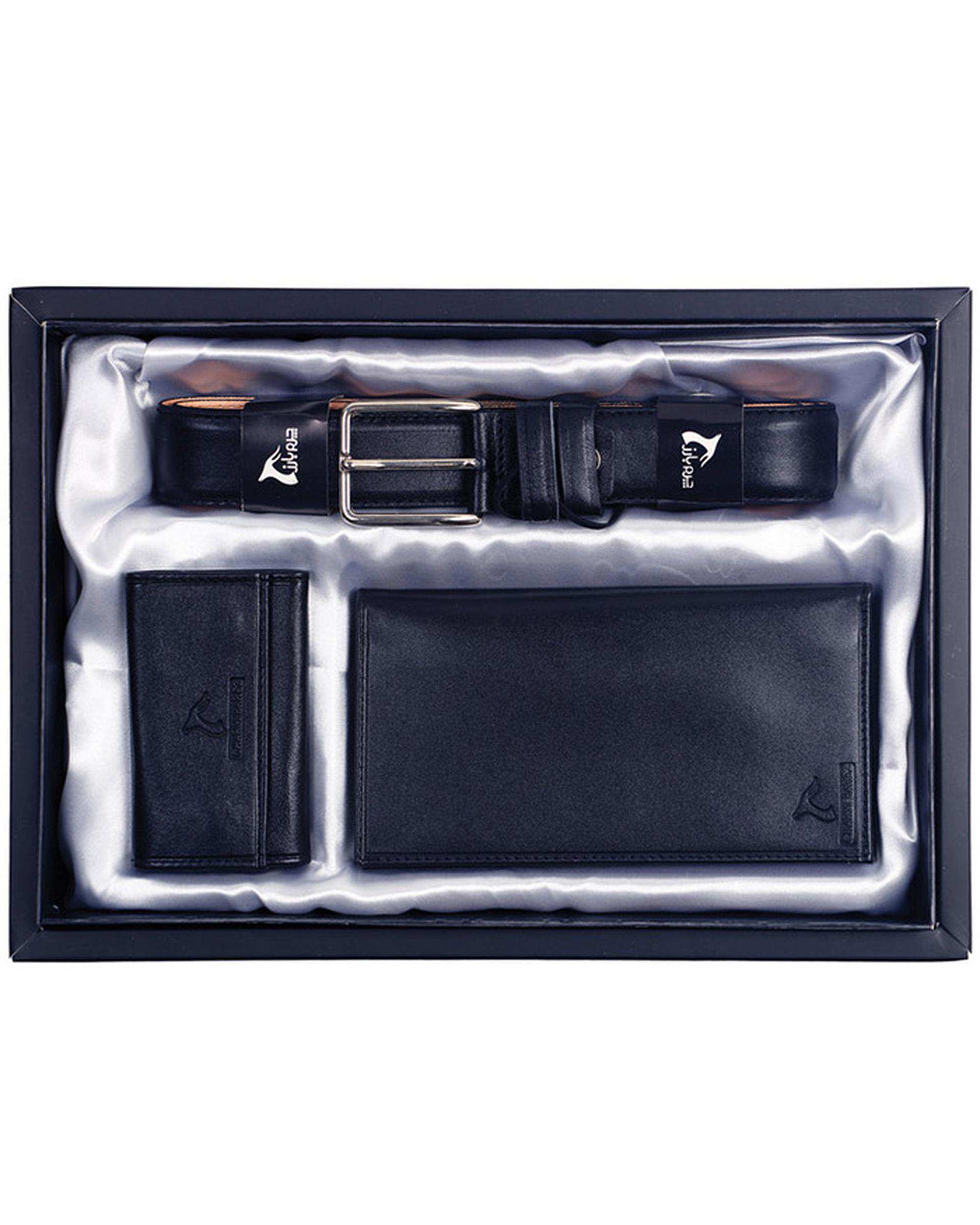 ست هدیه چرم مردانه مشکی چرم بارز Charm Barez کد DS1.newBOX