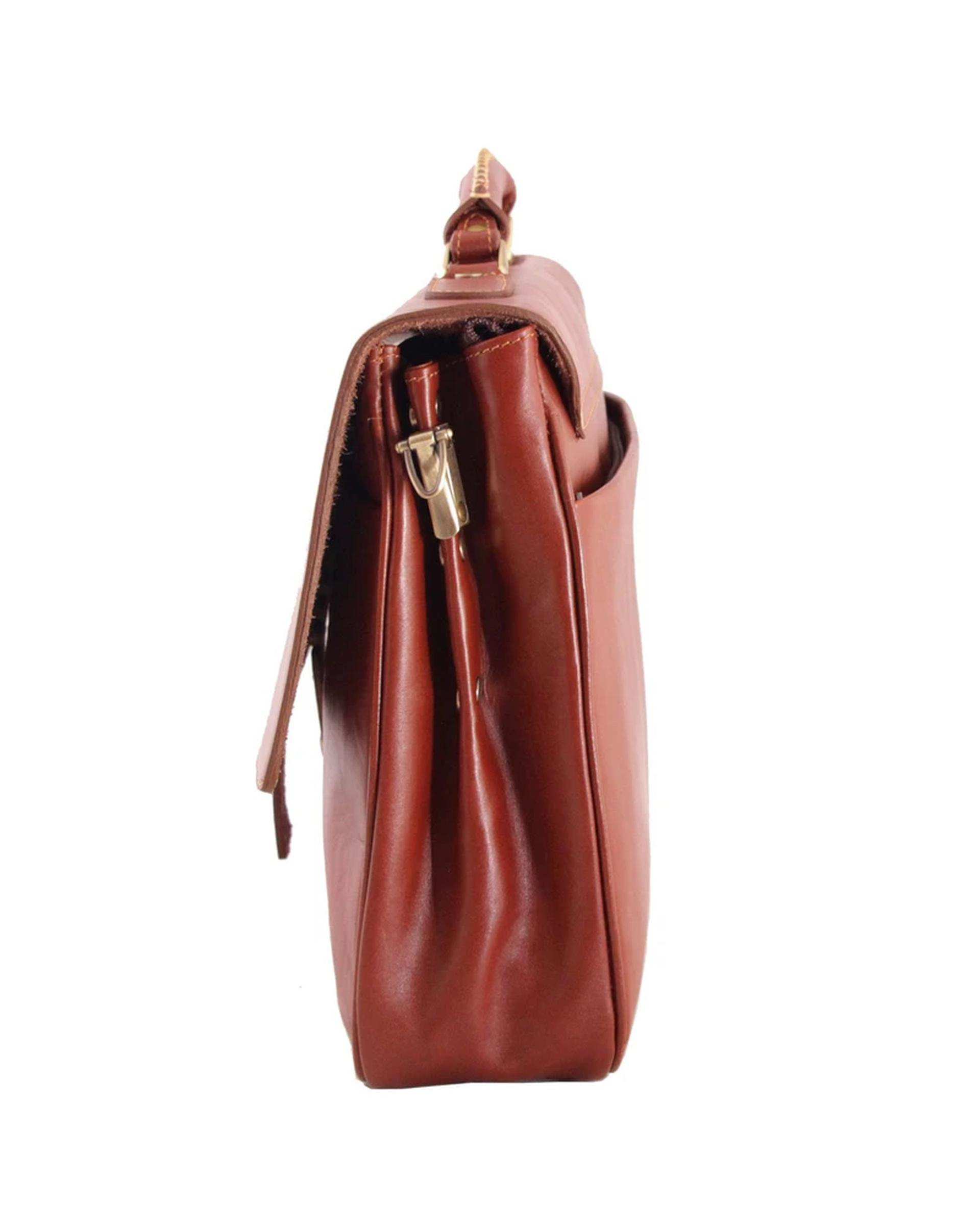 کیف چرم اداری مردانه عسلی چرم بارز Charm Barez مدل DL4