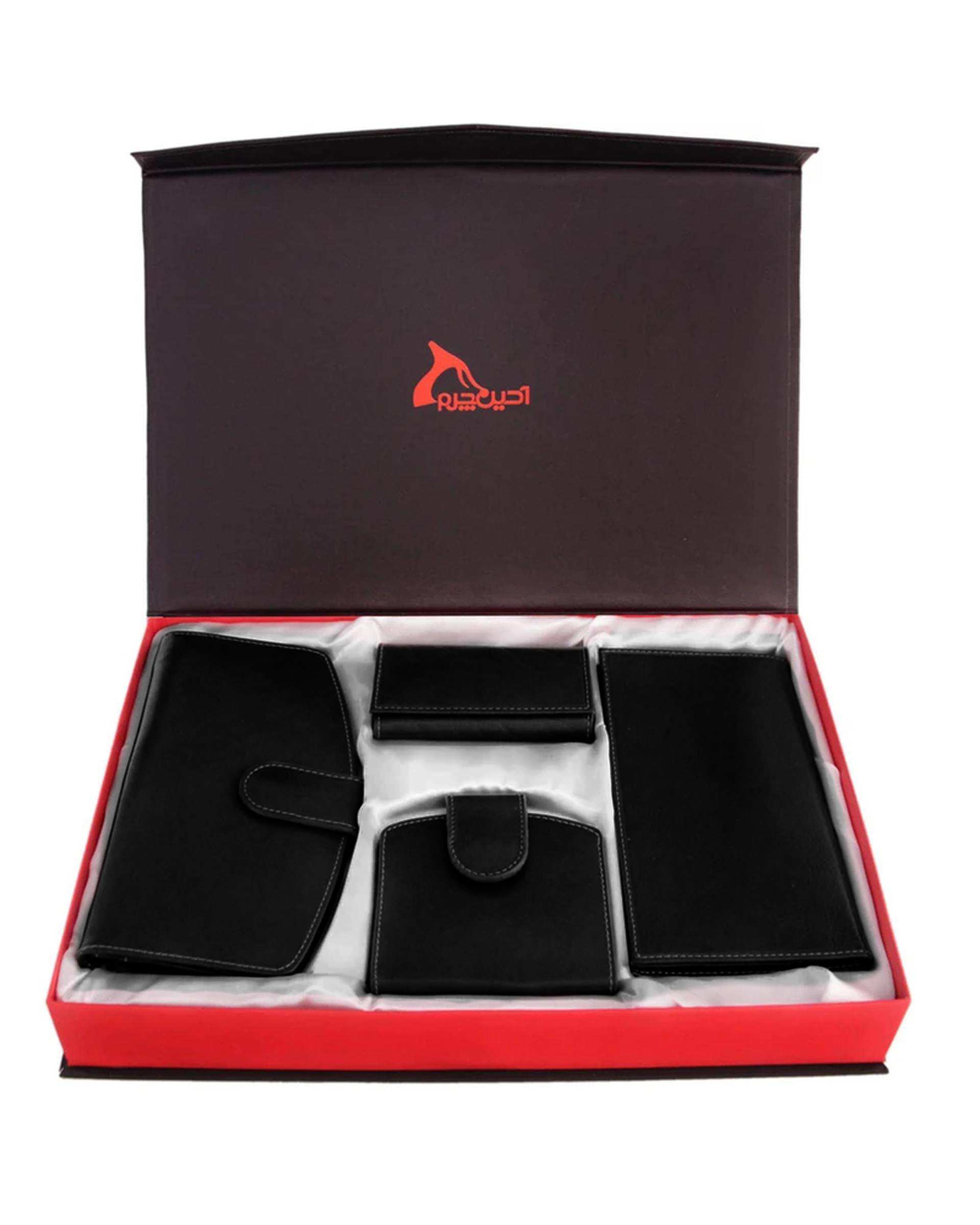 ست هدیه چرم مشکی چرم بارز Charm Barez مدل DS23.1