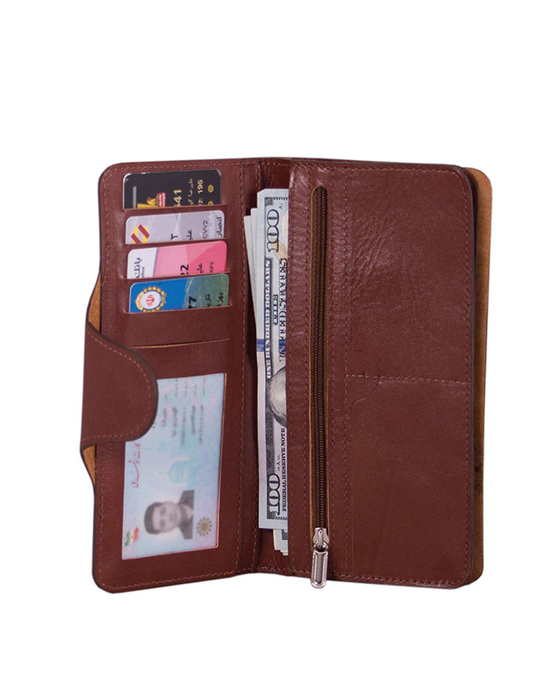 ست هدیه چرم عسلی چرم بارز Charm Barez مدل DS29.nw