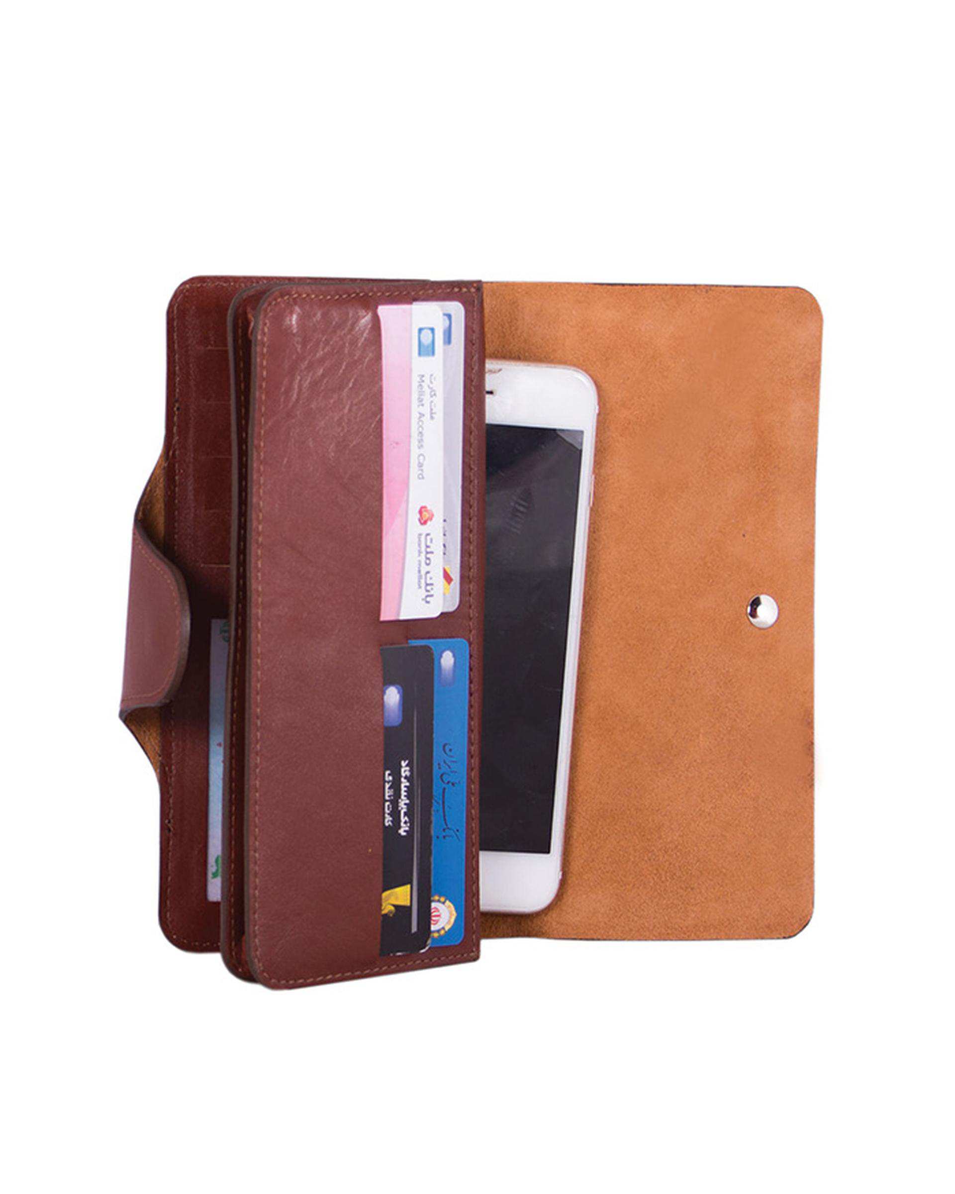 ست هدیه چرم عسلی چرم بارز Charm Barez مدل DS29.nw