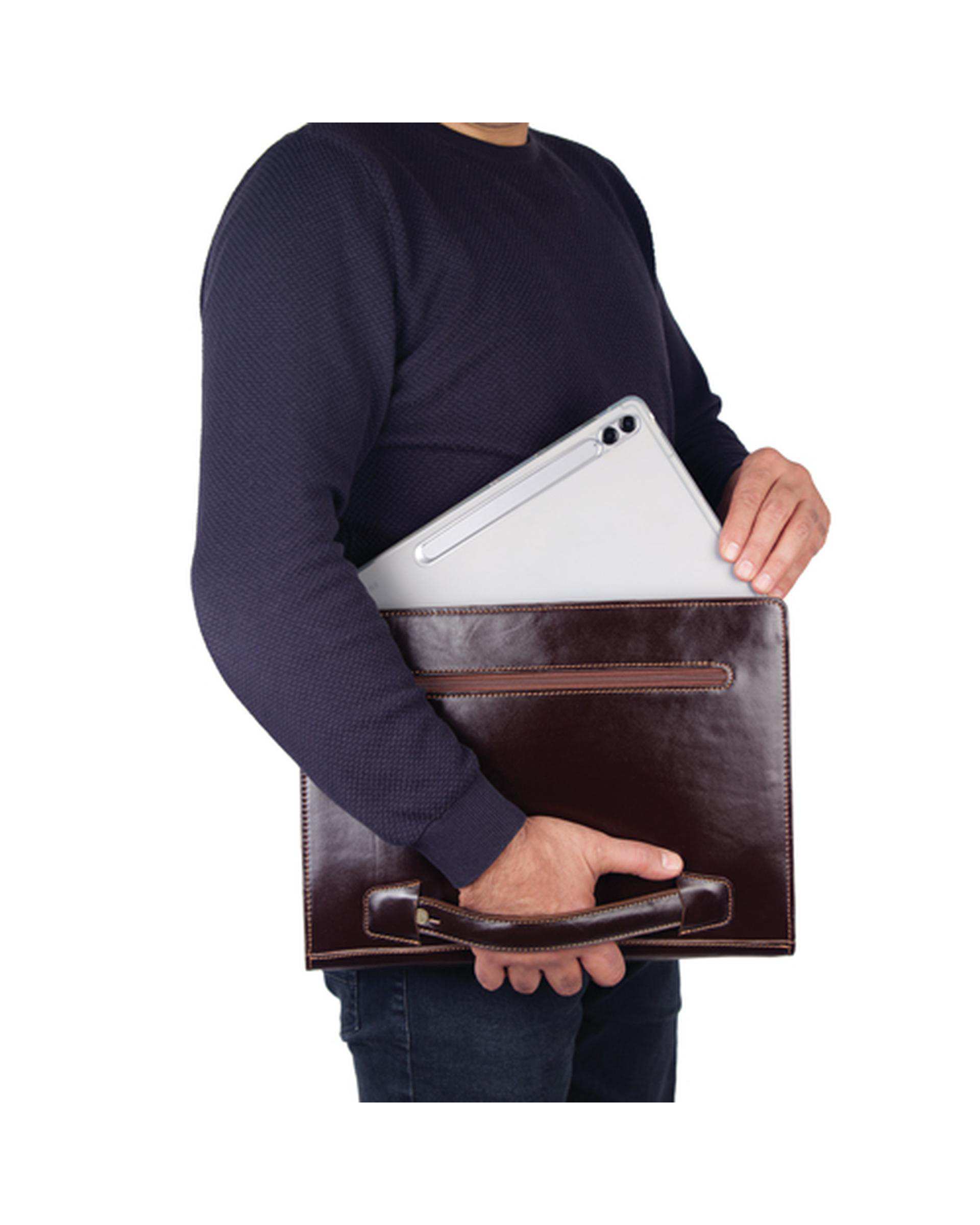 کیف دستی چرم قهوه ای چرم بارز Charm Barez مدل DF40