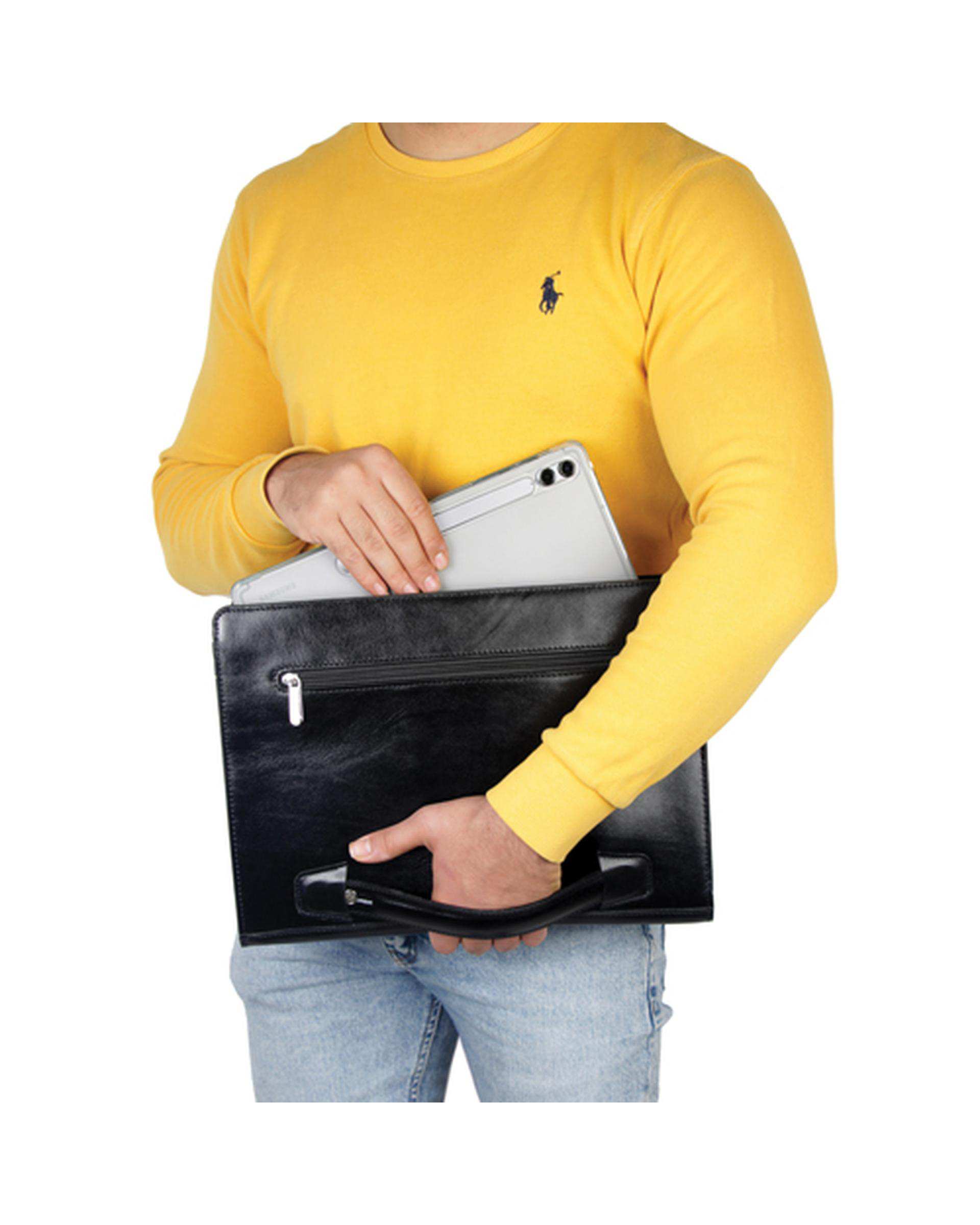 کیف دستی چرم مشکی چرم بارز Charm Barez مدل DF40