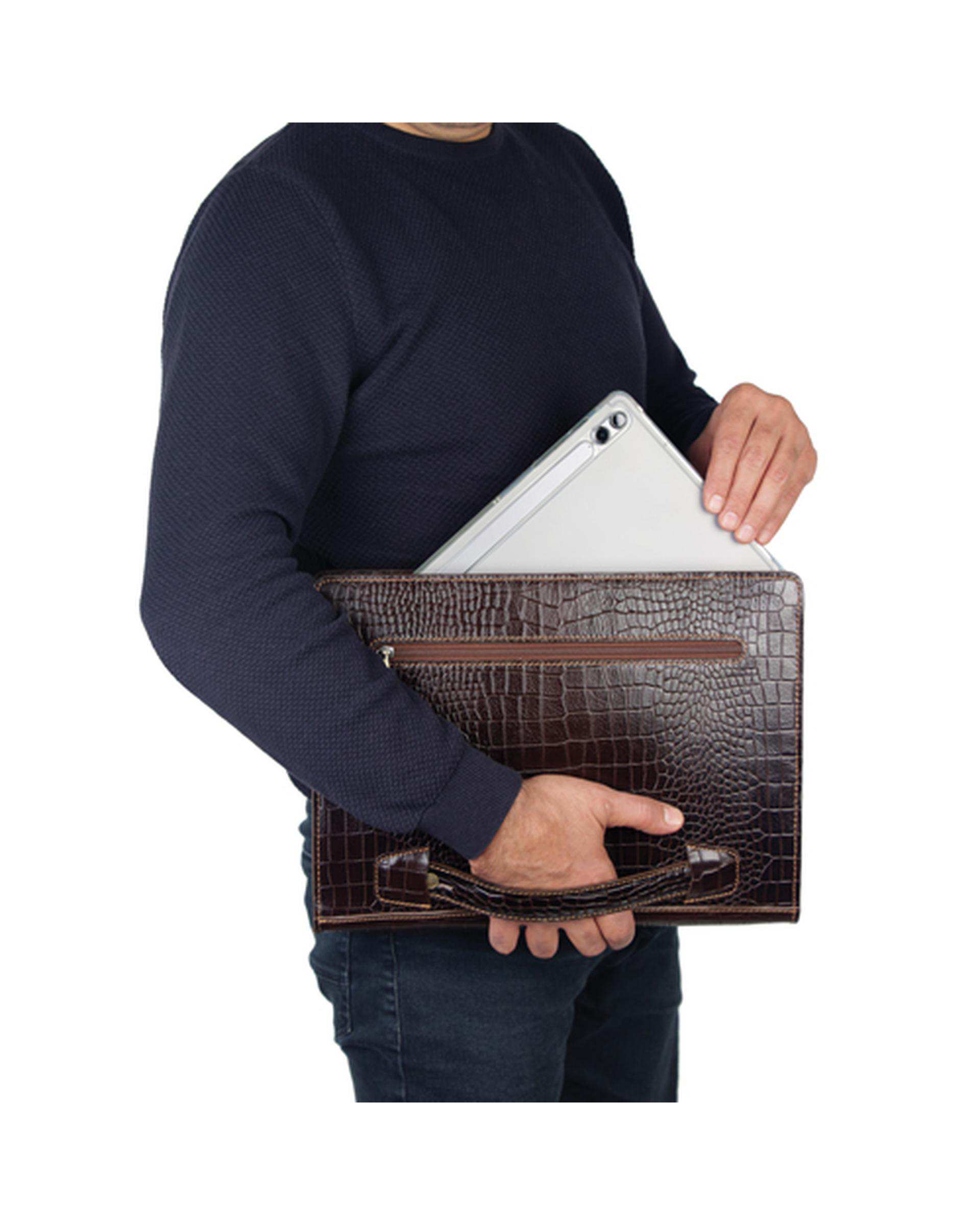 کیف دستی چرم قهوه ای چرم بارز Charm Barez مدل DF40.PRIMA