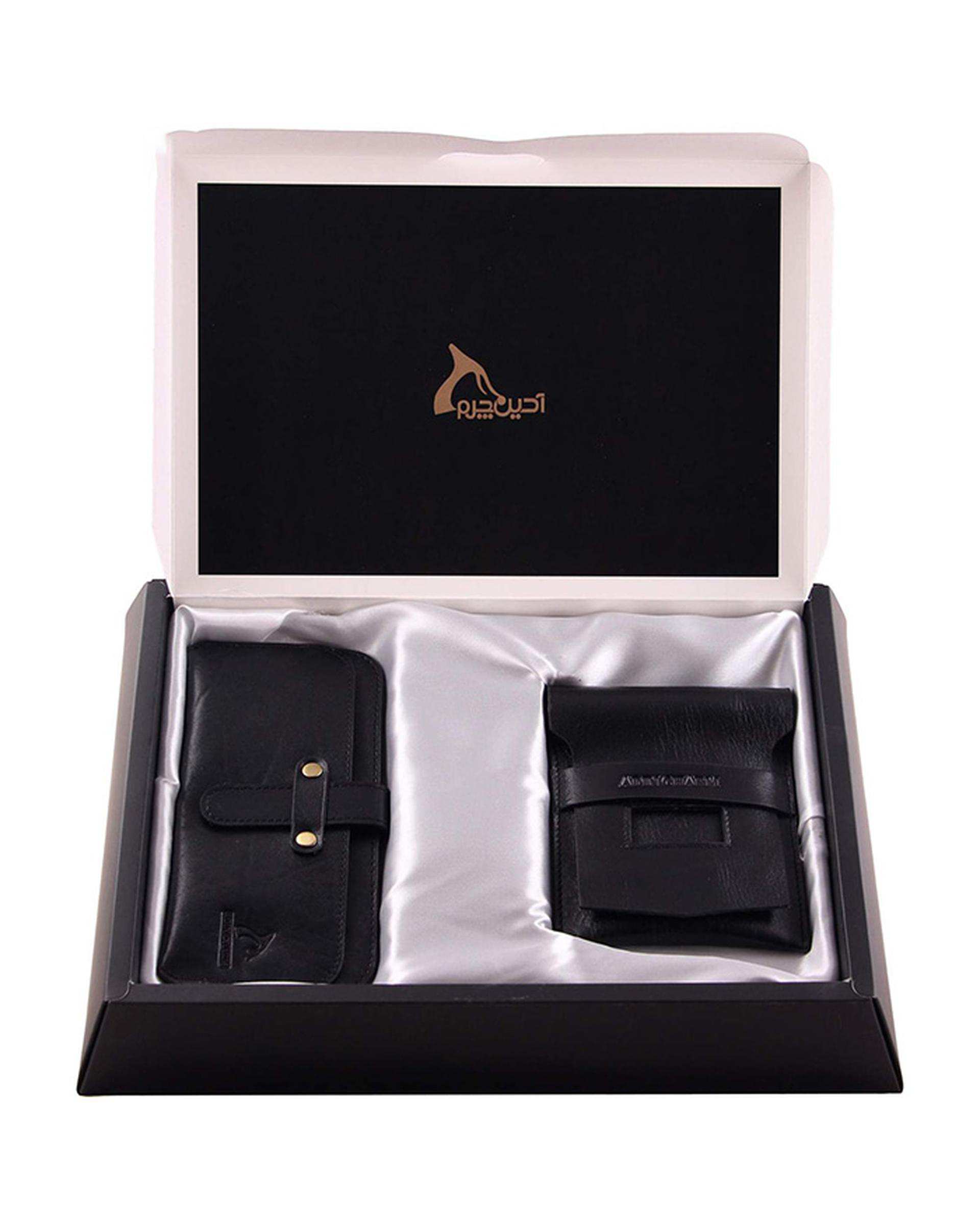 ست هدیه چرم مردانه مشکی چرم بارز Charm Barez کد DS57