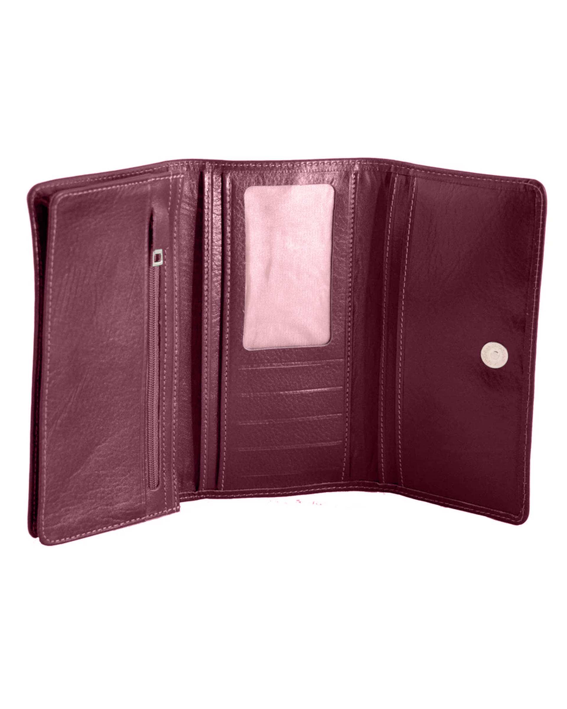 کیف پول چرم زنانه زرشکی چرم بارز Charm Barez مدل DM23.1