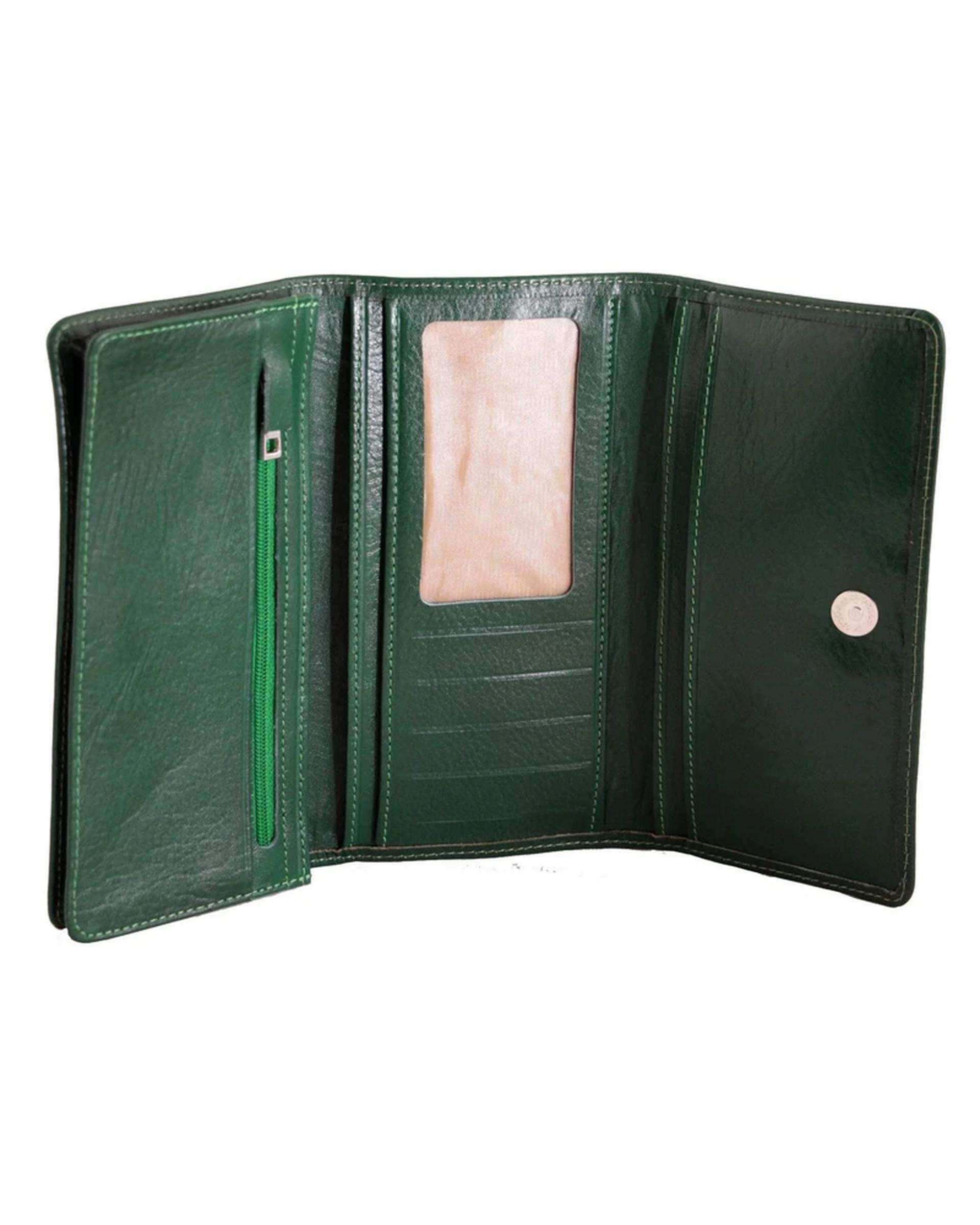 کیف پول چرم زنانه سبز چرم بارز Charm Barez مدل DM23.1