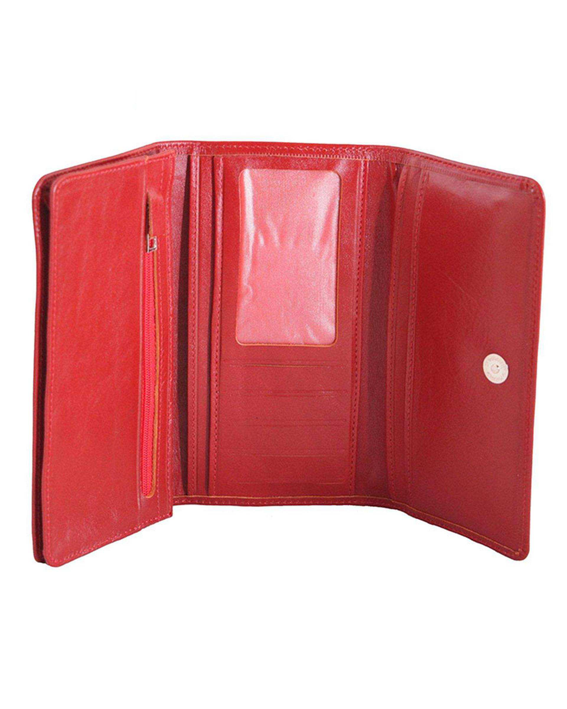 کیف پول چرم زنانه قرمز چرم بارز Charm Barez مدل DM23.1