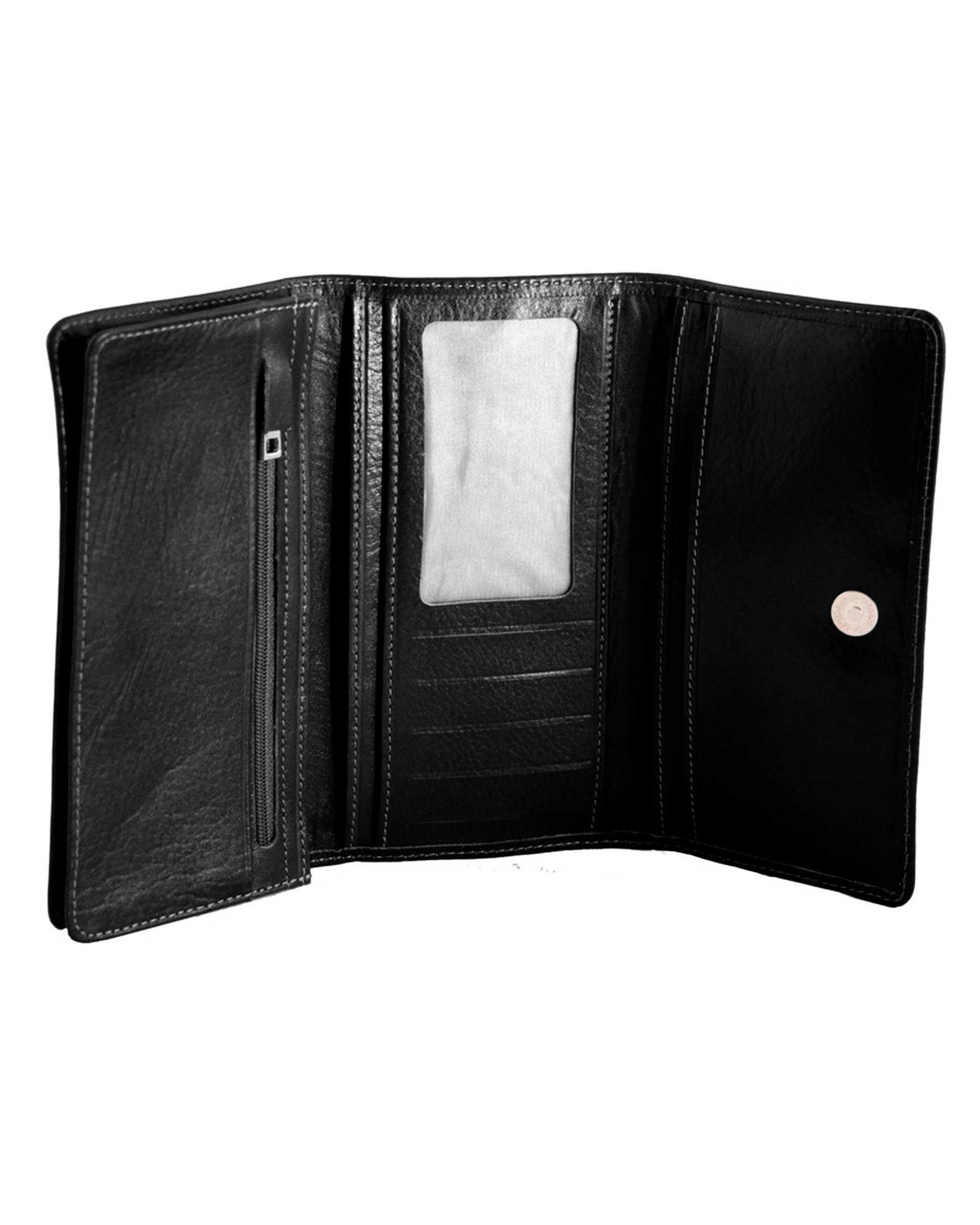 کیف پول چرم زنانه مشکی چرم بارز Charm Barez مدل DM23.1