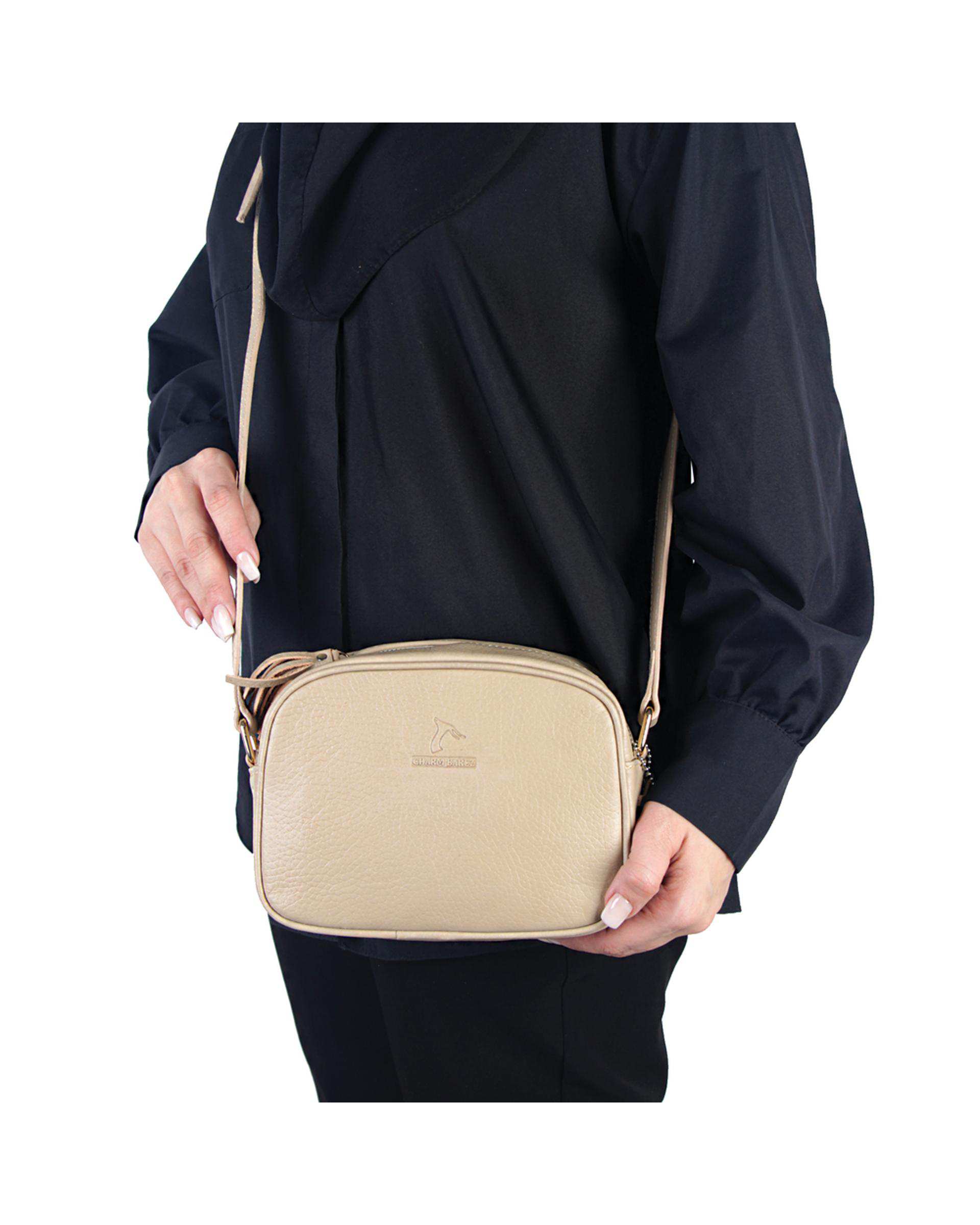 کیف چرم زنانه رودوشی کرم چرم بارز Charm Barez مدل DG80.1