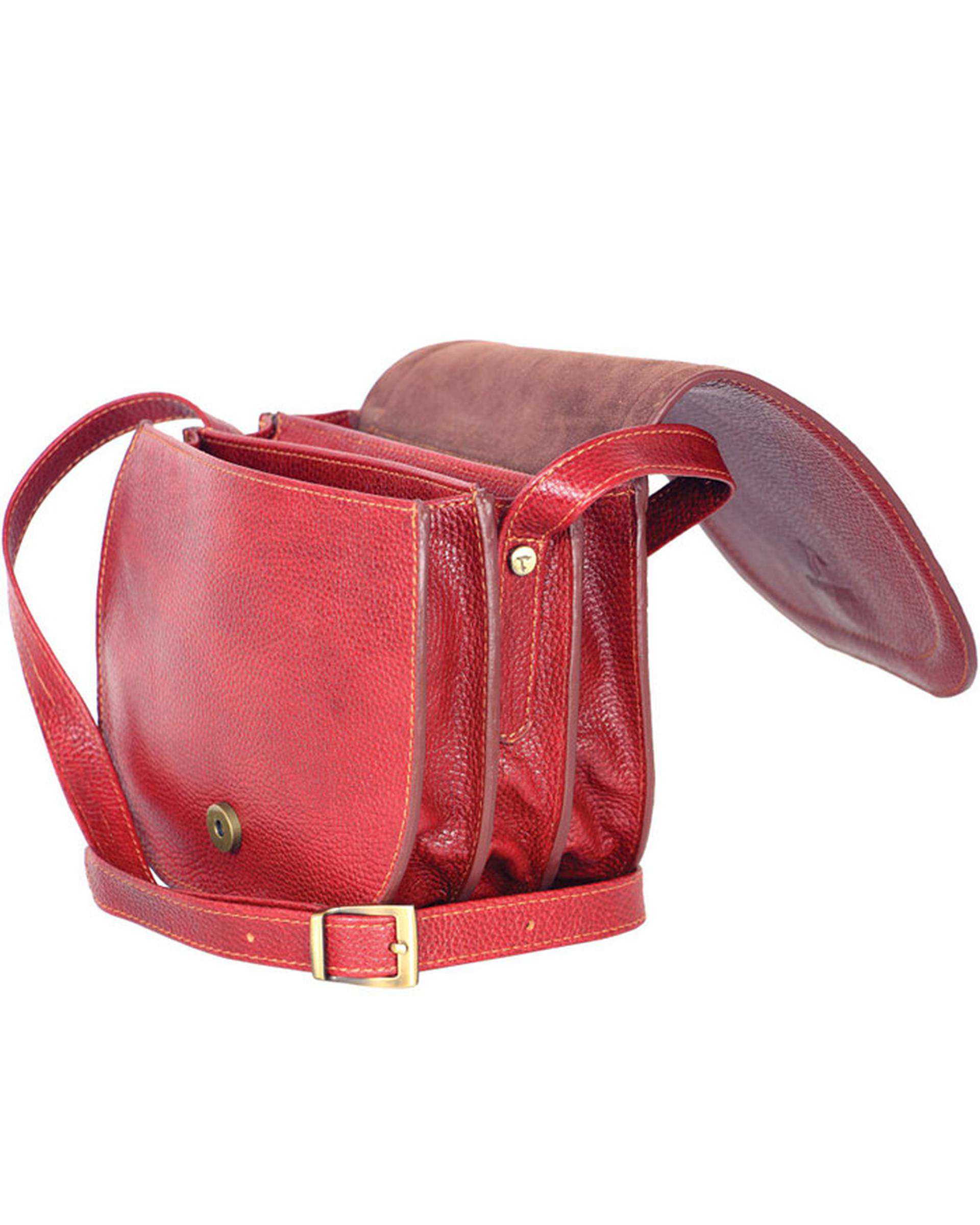 کیف چرم زنانه رودوشی زرشکی چرم بارز Charm Barez مدل DG72.1