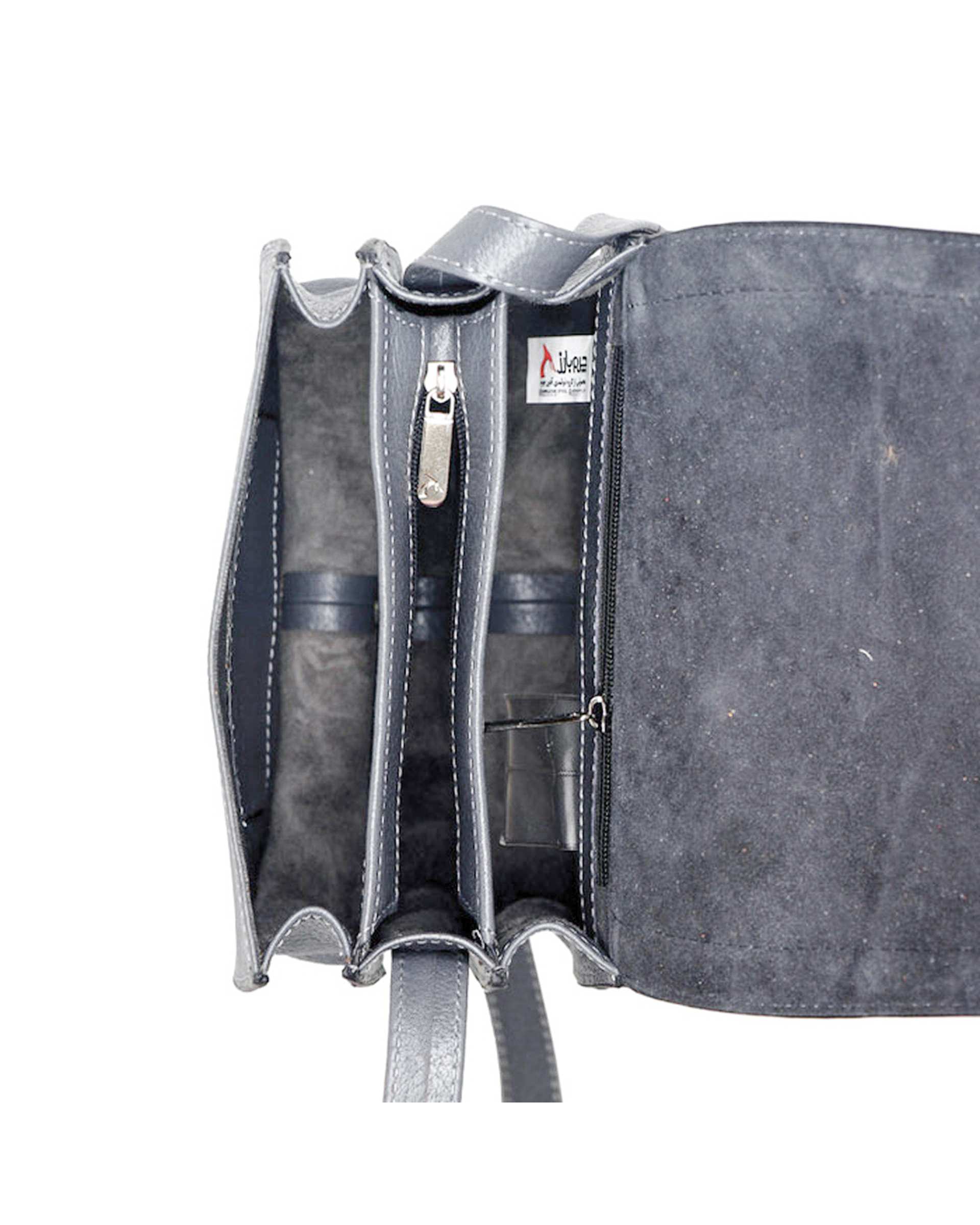 کیف چرم زنانه رودوشی طوسی چرم بارز Charm Barez مدل DG72.1