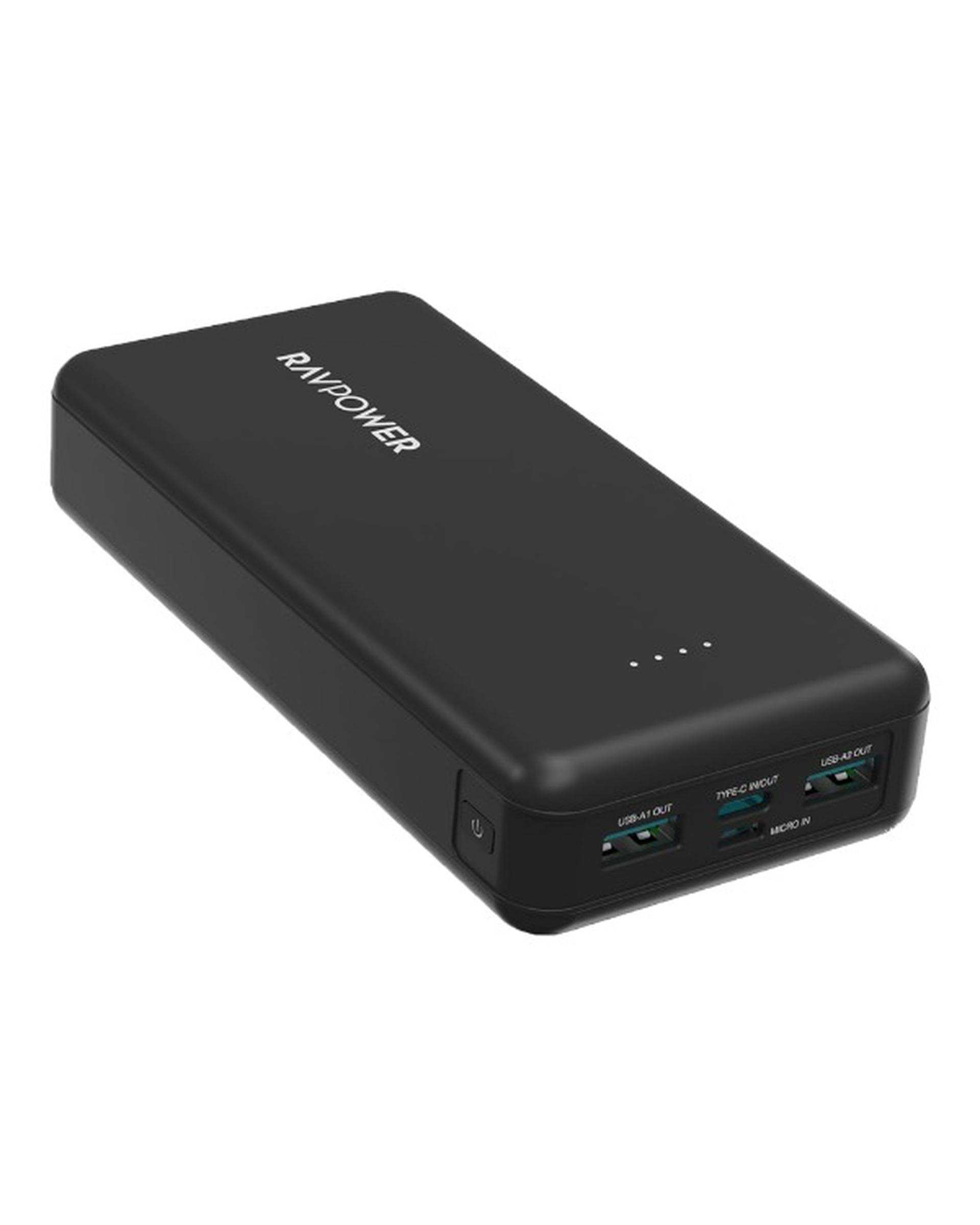 پاور بانک مشکی راوپاور ravpower مدل RP-PB1216 ظرفیت 20000 میلی آمپر