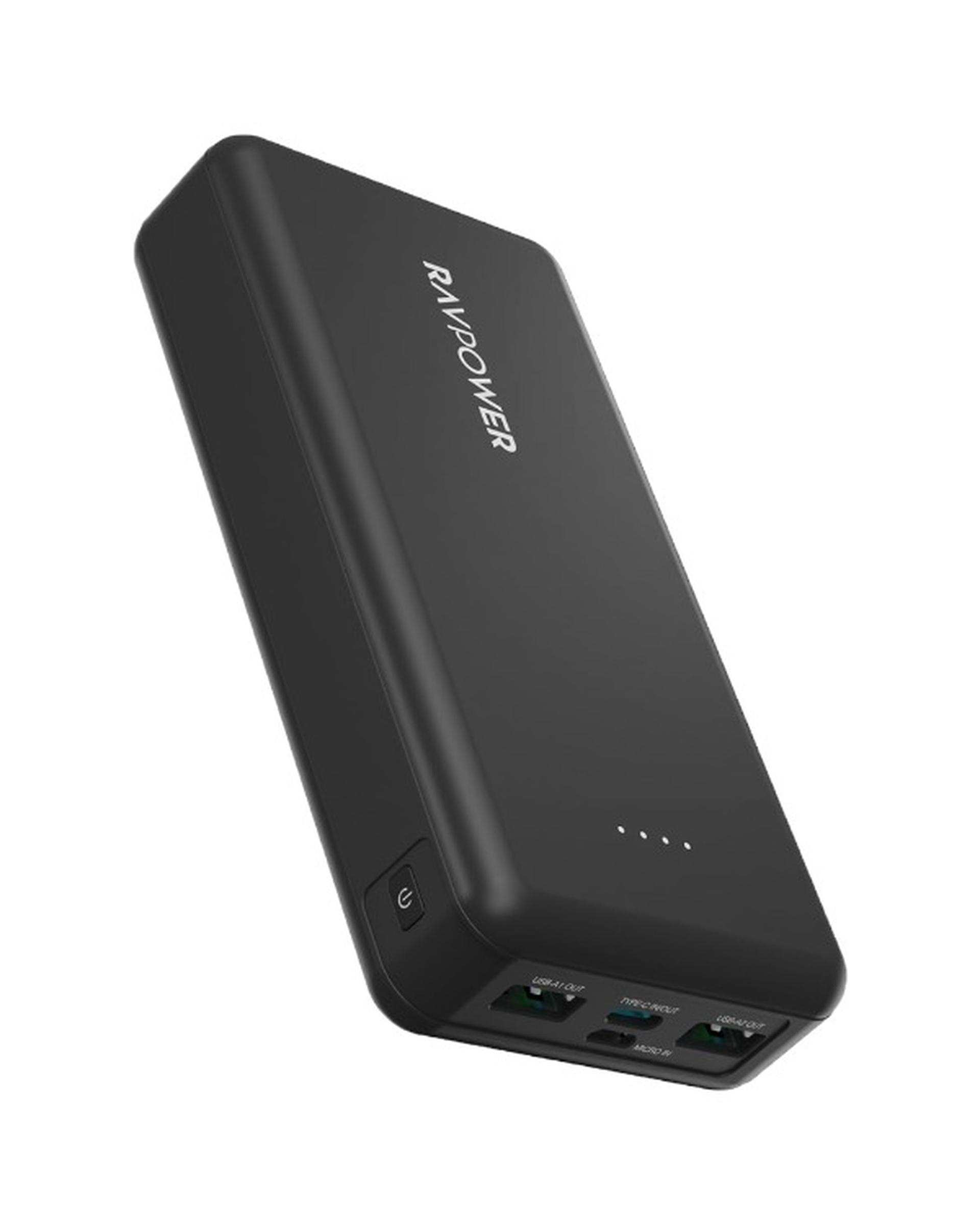 پاور بانک مشکی راوپاور ravpower مدل RP-PB1216 ظرفیت 20000 میلی آمپر
