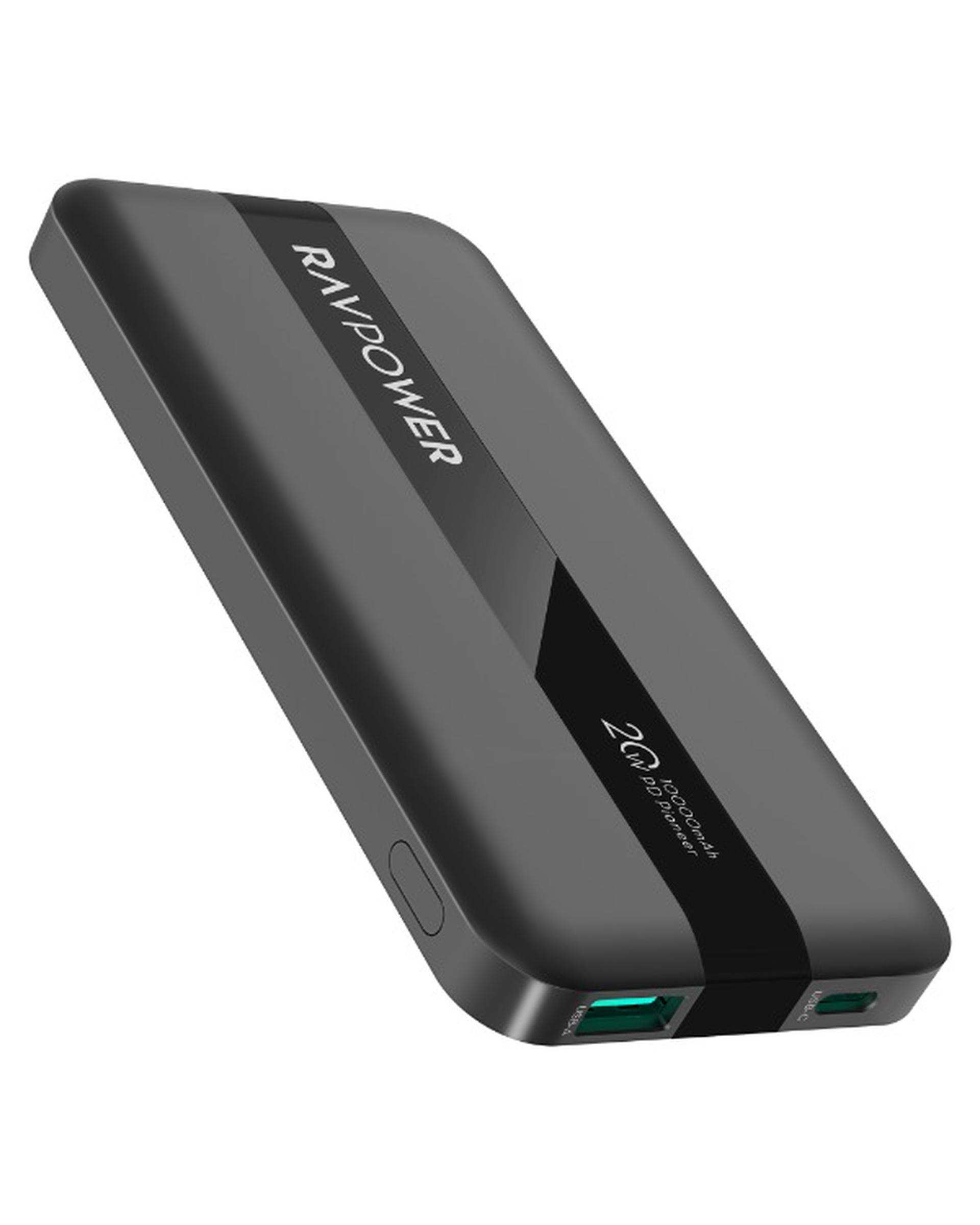 پاور بانک مشکی راوپاور ravpower مدل RP-PB1236 ظرفیت ۱۰۰۰۰ میلی آمپر