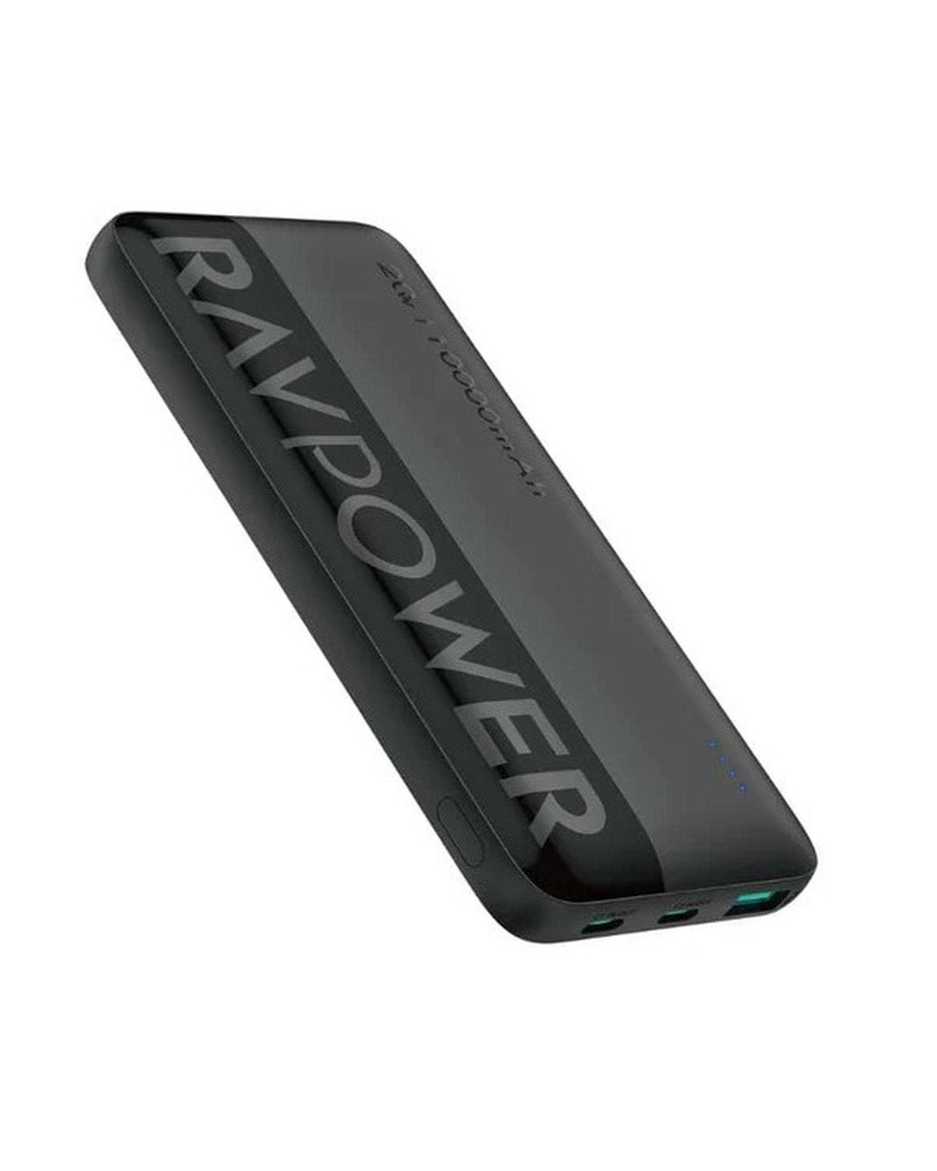 پاور بانک مشکی راوپاور ravpower مدل RP-PB1228 ظرفیت ۱۰۰۰۰ میلی آمپر