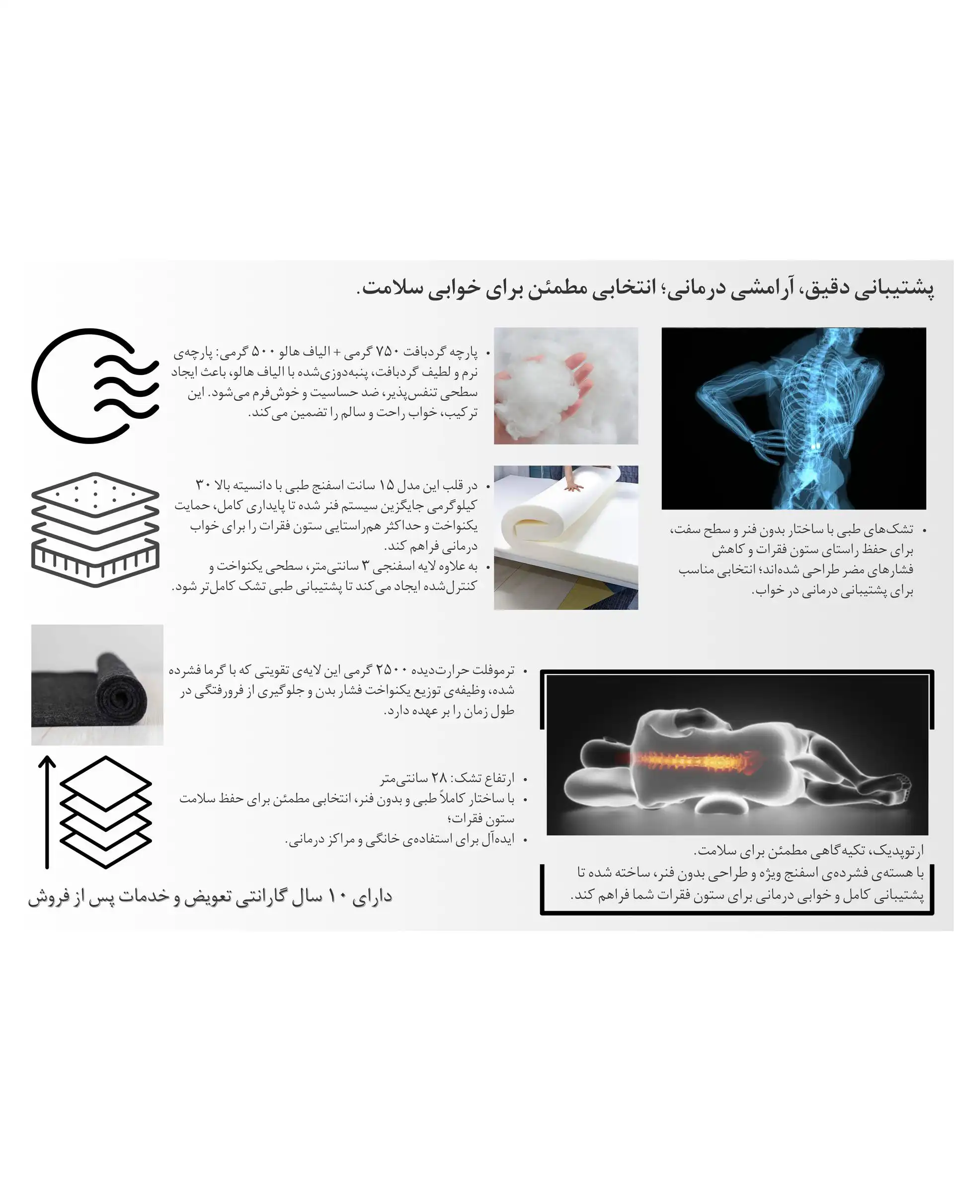 تشک طبی بدون فنر مورفیوس Morpheus Mattress مدل ارتوپدیک سایز 90×200 سانتی متر