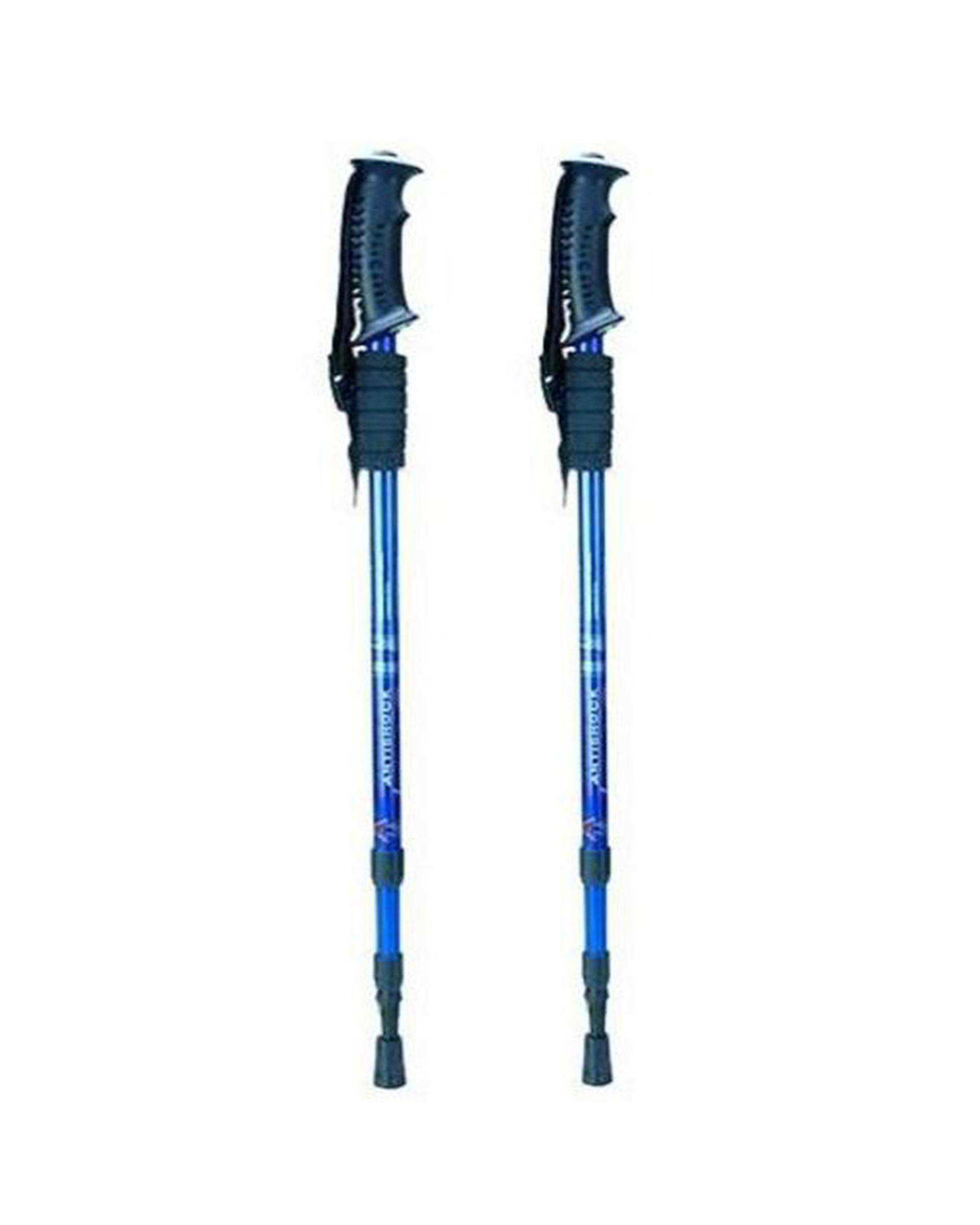عصای کوهنوردی آبی متالیک مدل ANTISHOCK 200 بسته 2 عددی