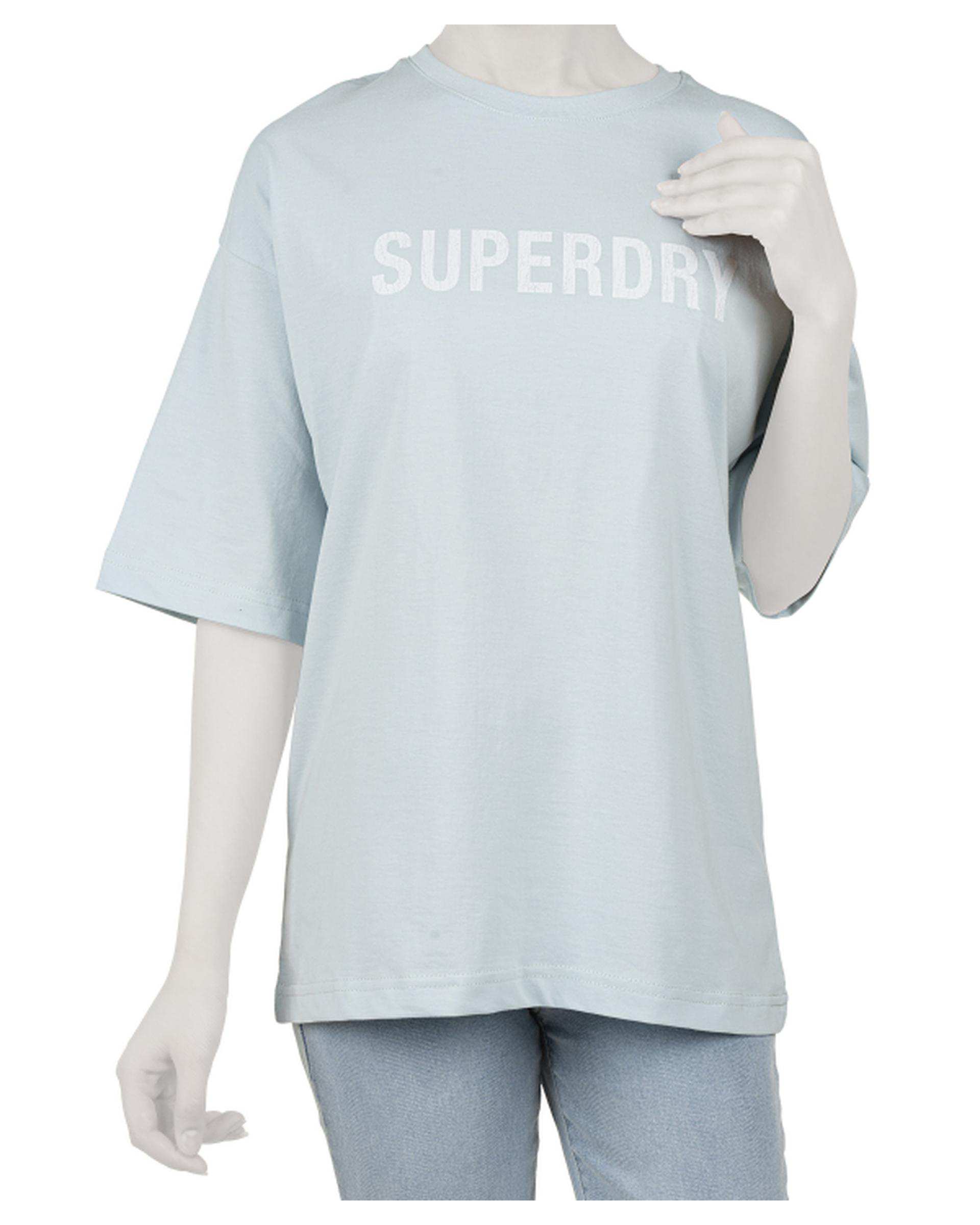 تی شرت زنانه اورسایز آبی روشن سوپردرای Superdry کد W10S52103N