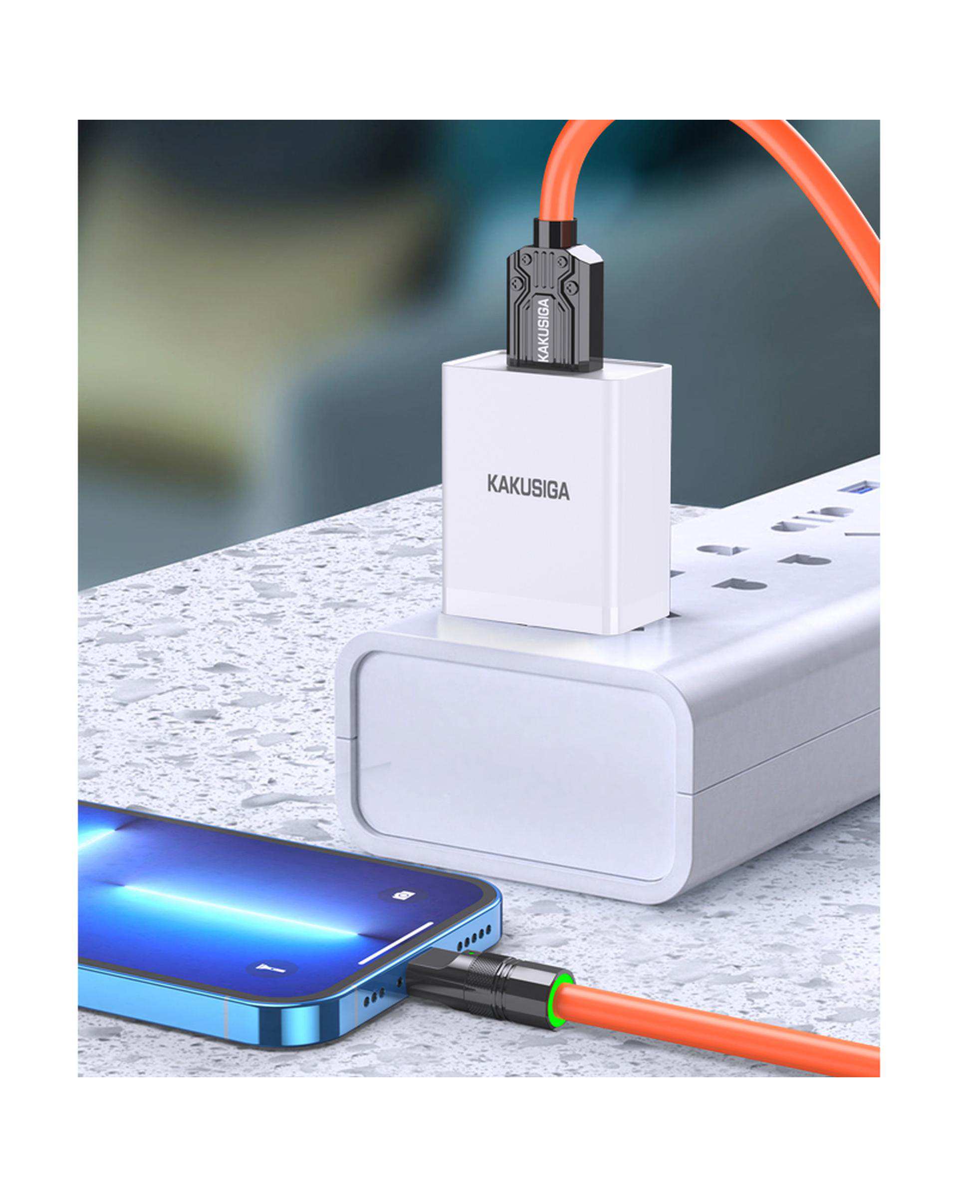 کابل شارژ لایتنینگ نارنجی کاکوسیگا Kakusiga مدل KSC-955