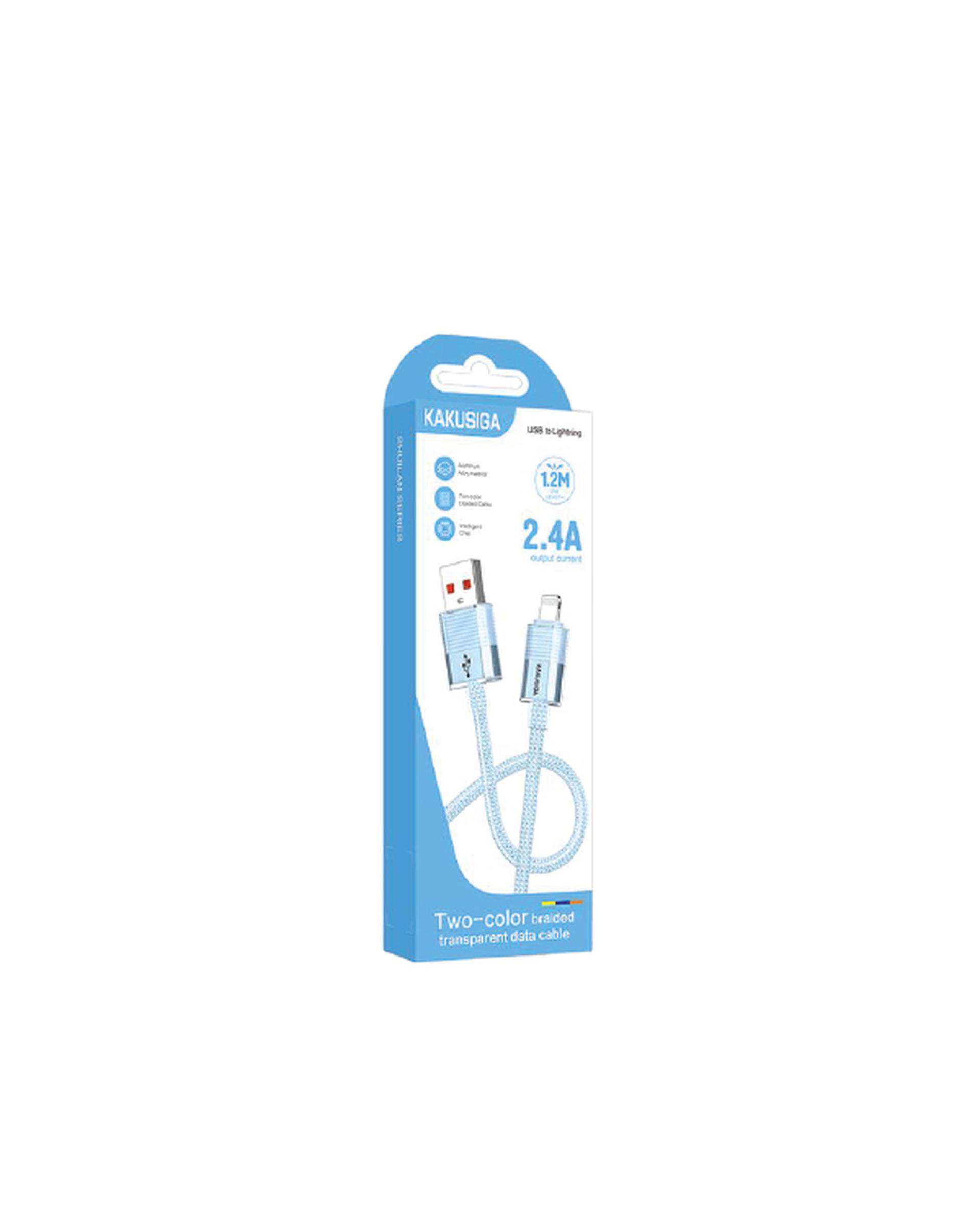 کابل شارژ لایتنینگ آبی کاکوسیگا Kakusiga مدل KSC-985