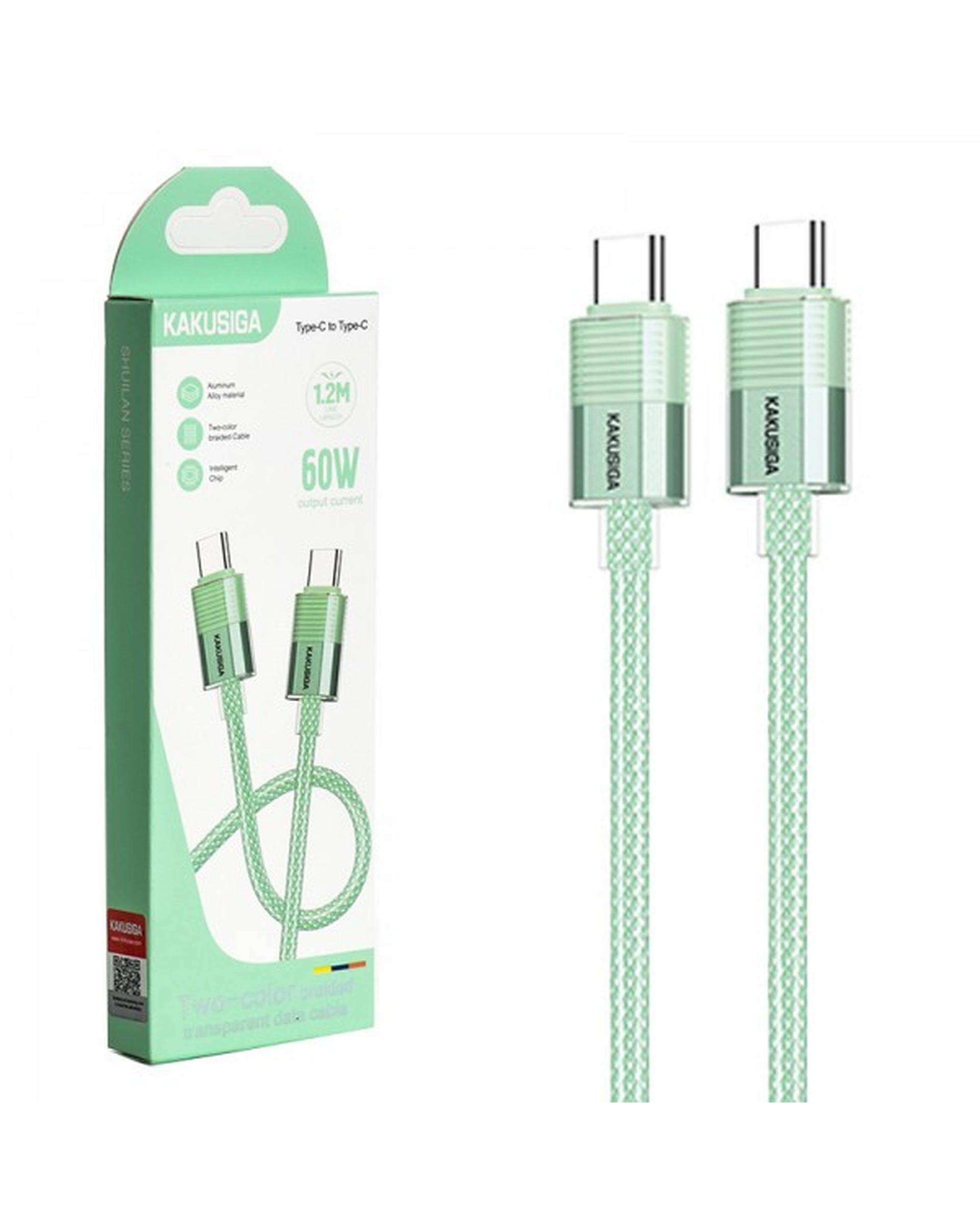 کابل شارژ دو سر تایپ سی سبز کاکوسیگا Kakusiga مدل KSC-985