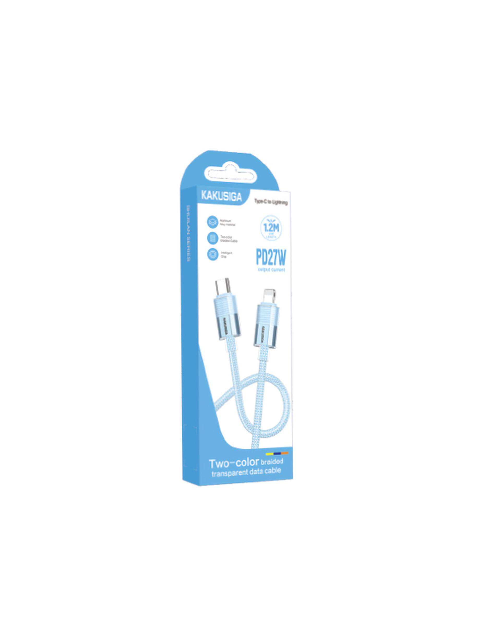 کابل شارژ لایتنینگ به تایپ سی آبی کاکوسیگا Kakusiga مدل KSC-985