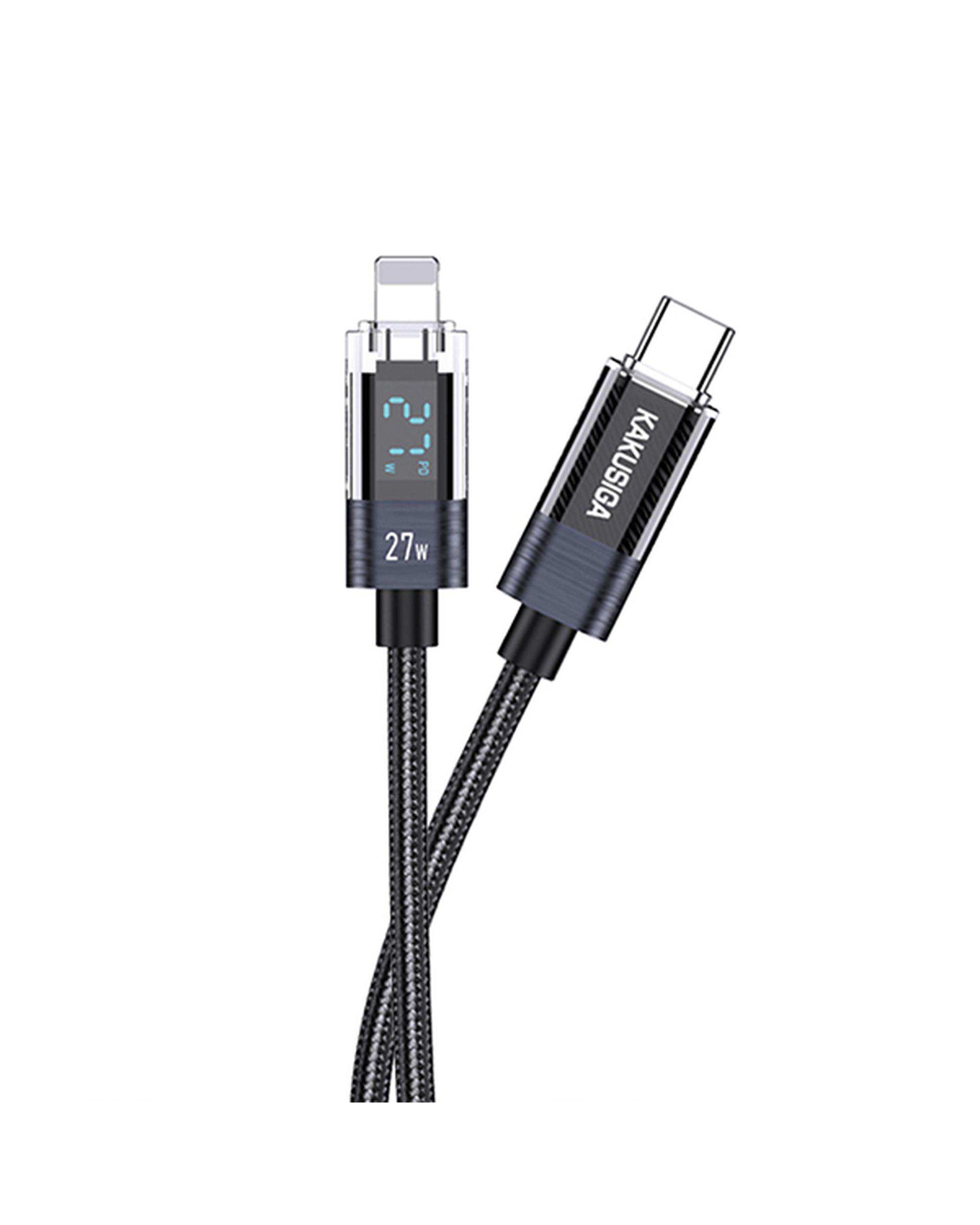کابل شارژ تایپ سی به لایتنینگ مشکی کاکوسیگا Kakusiga مدل KSC-971