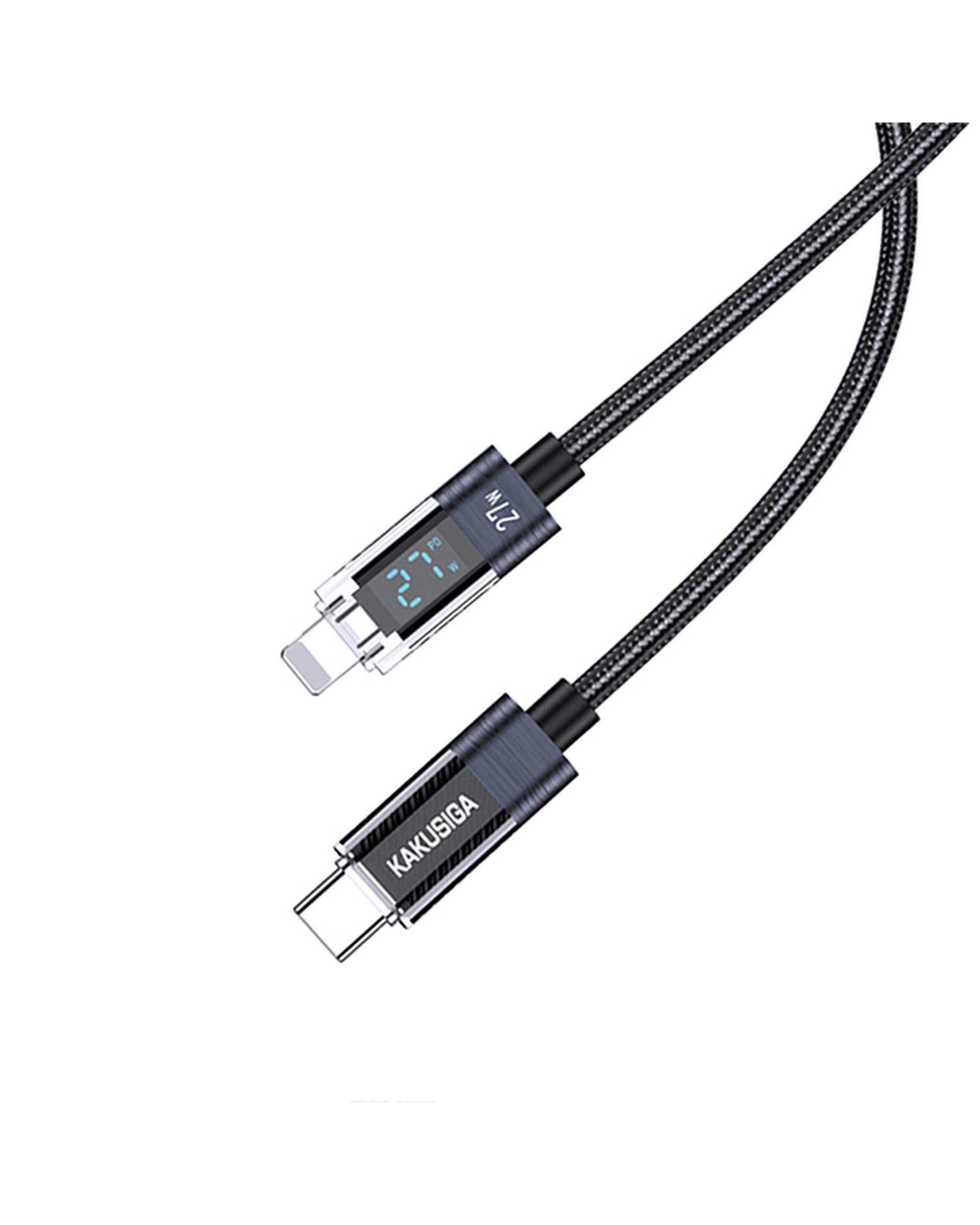 کابل شارژ تایپ سی به لایتنینگ مشکی کاکوسیگا Kakusiga مدل KSC-971