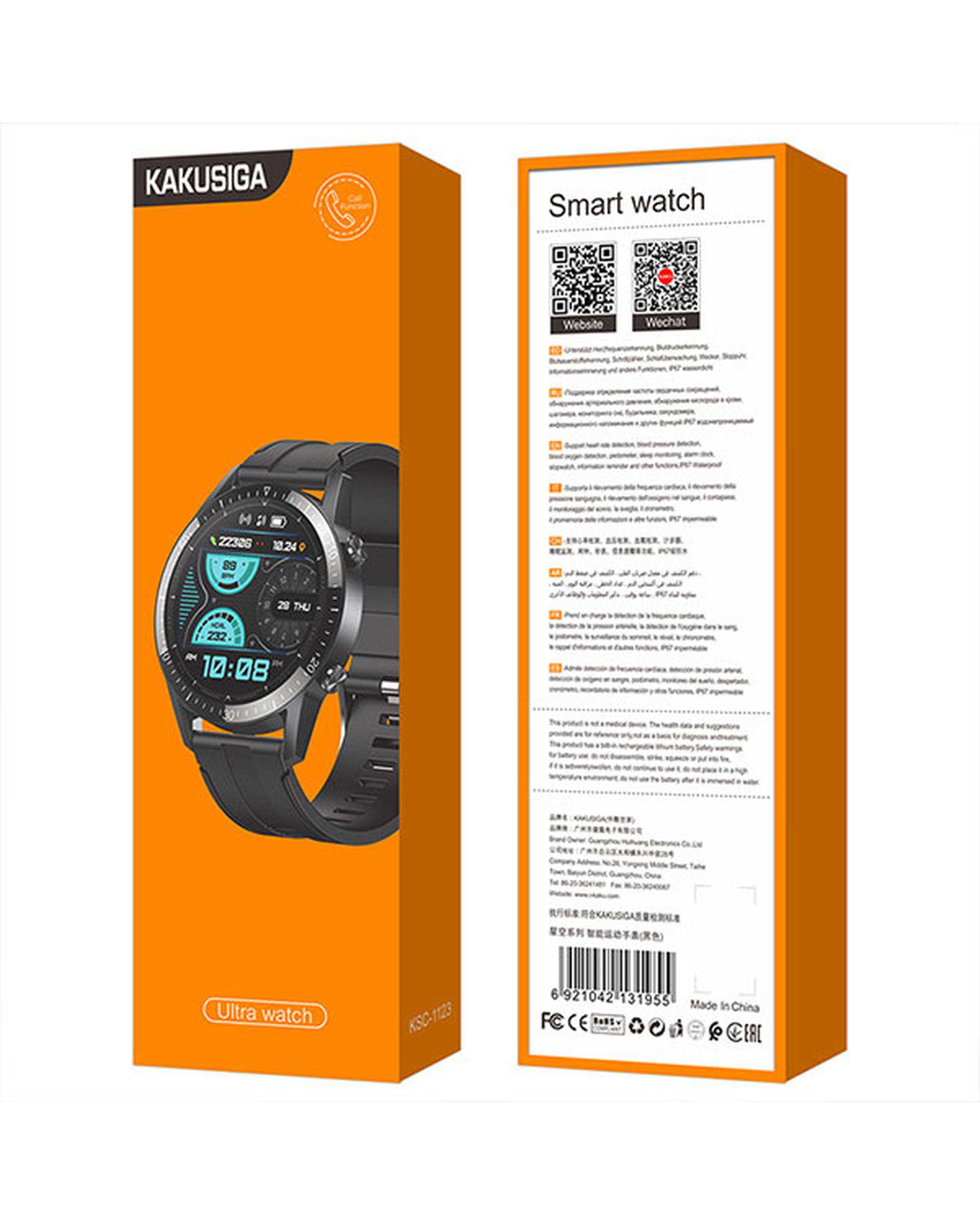 ساعت هوشمند مشکی کاکوسیگا Kakusiga مدل KSC-1123