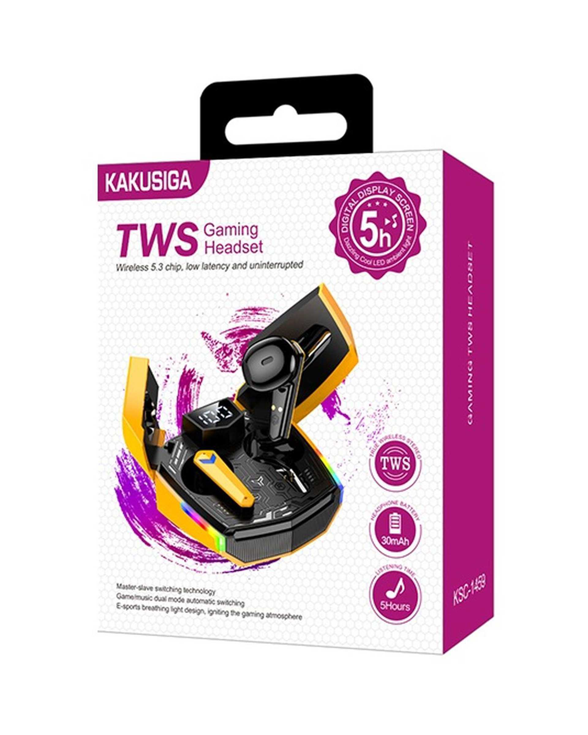 هندزفری بلوتوثی مشکی زرد کاکوسیگا Kakusiga مدلKSC-1459