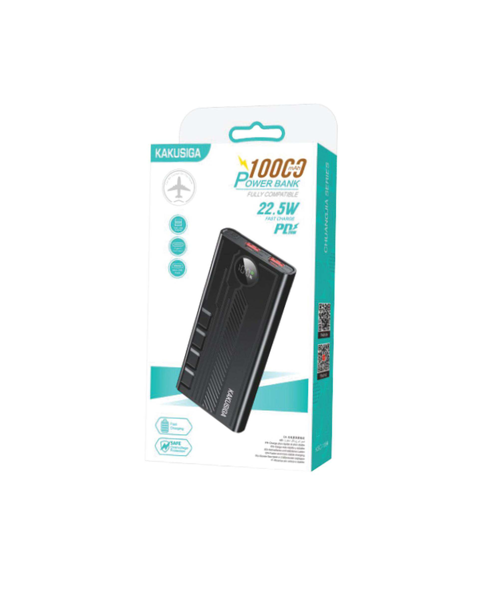 پاوربانک مشکی کاکوسیگا Kakusiga مدل KSC-1094 ظرفیت 10000 میلی آمپر