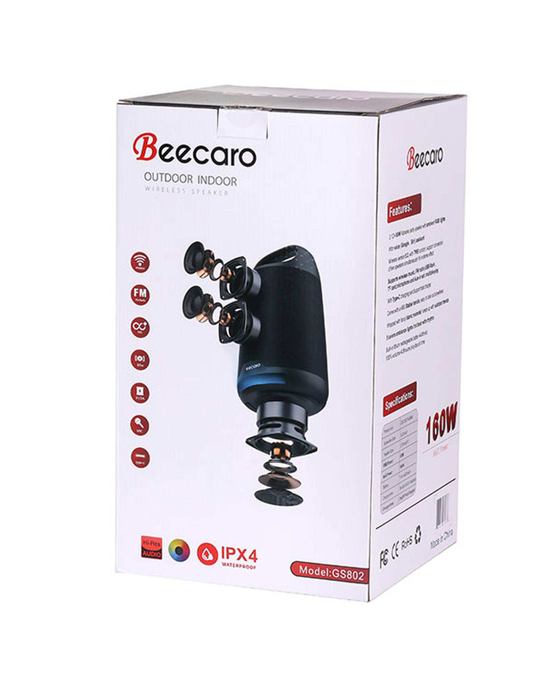 اسپیکر بلوتوثی مشکی بیکارو Beecaro مدل GS802
