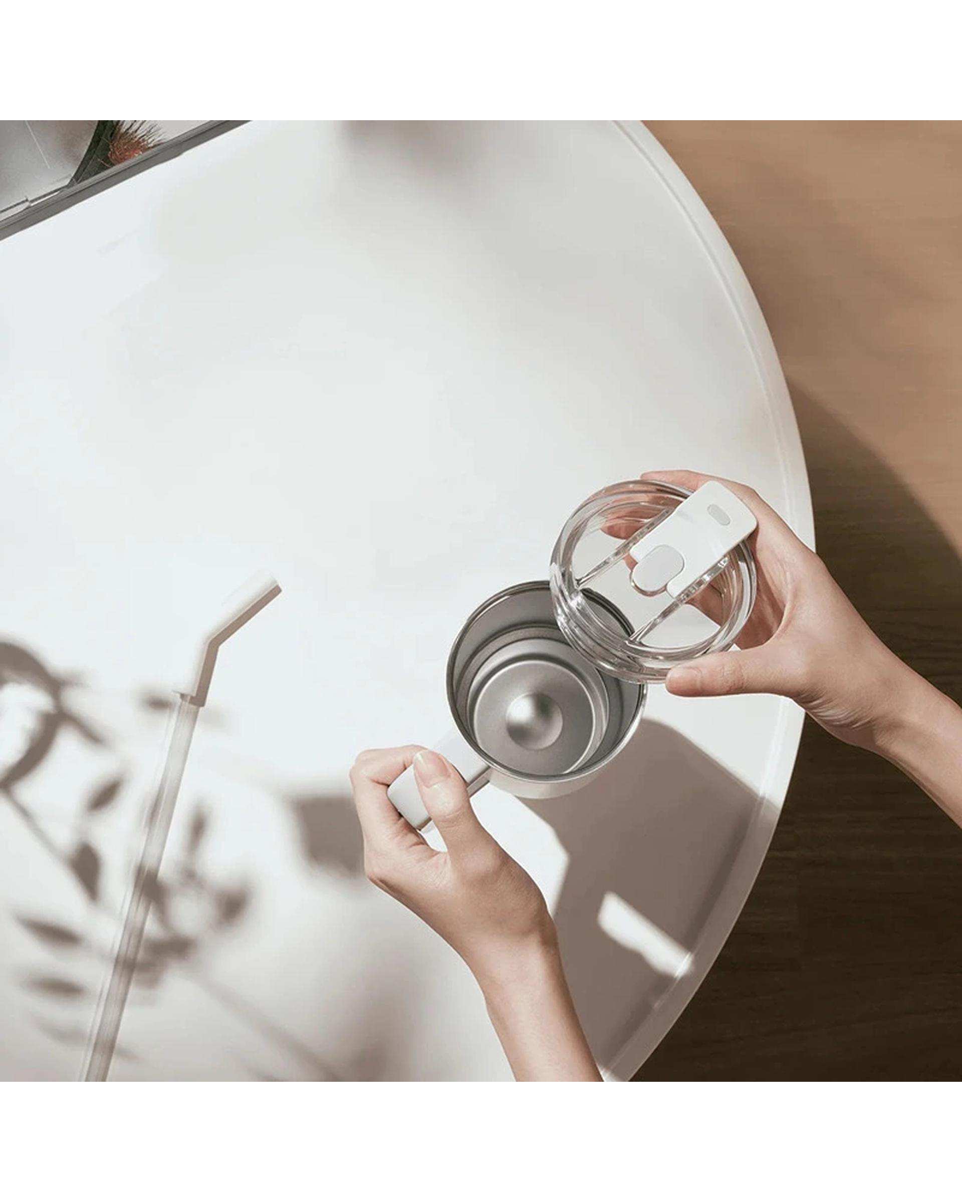 تراول ماگ ضد زنگ سفید میجیا شیائومی Xiaomi مدل Mijia Straw Cup 1L Stainless Steel ظرفیت 1 لیتر