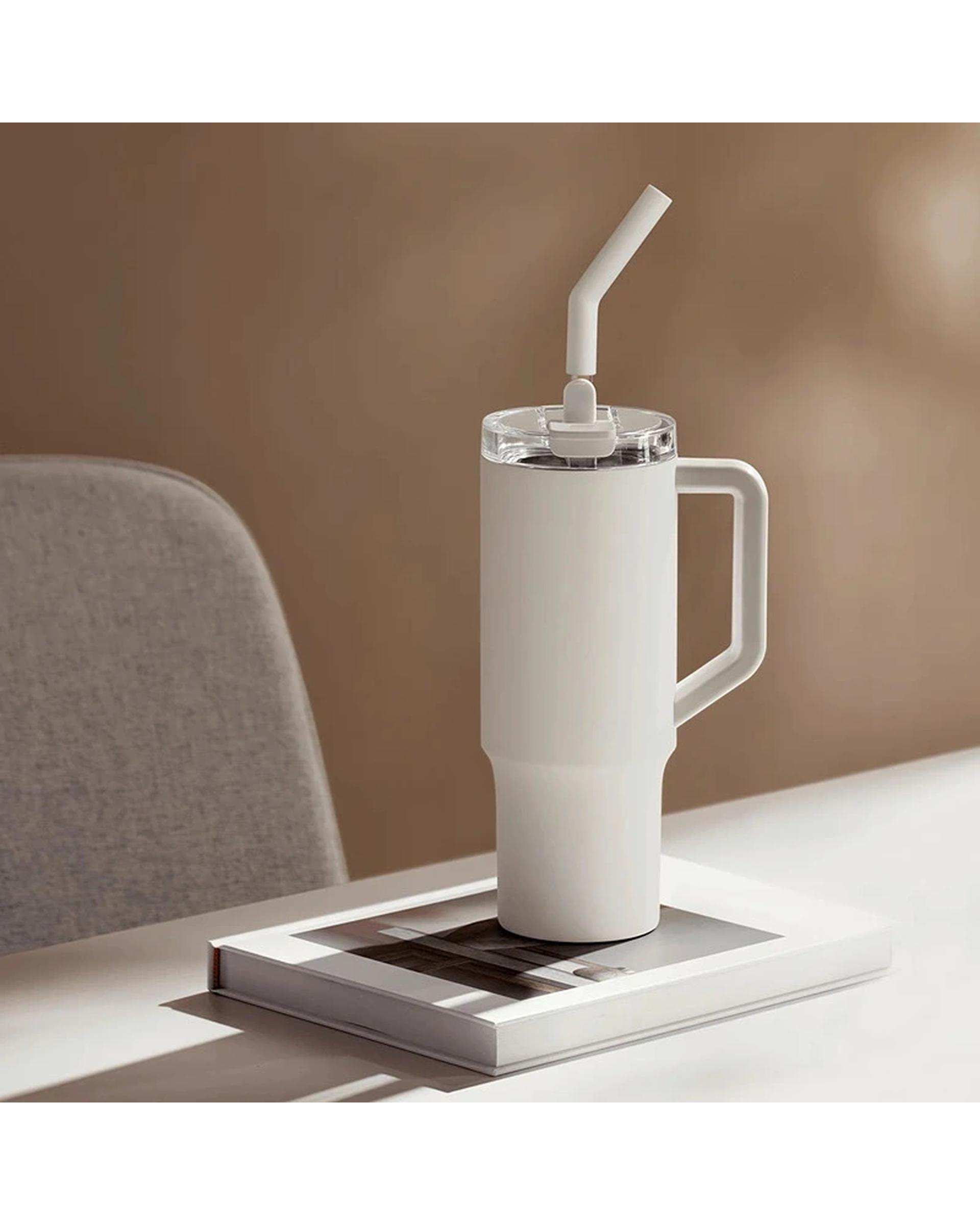 تراول ماگ ضد زنگ سفید میجیا شیائومی Xiaomi مدل Mijia Straw Cup 1L Stainless Steel ظرفیت 1 لیتر