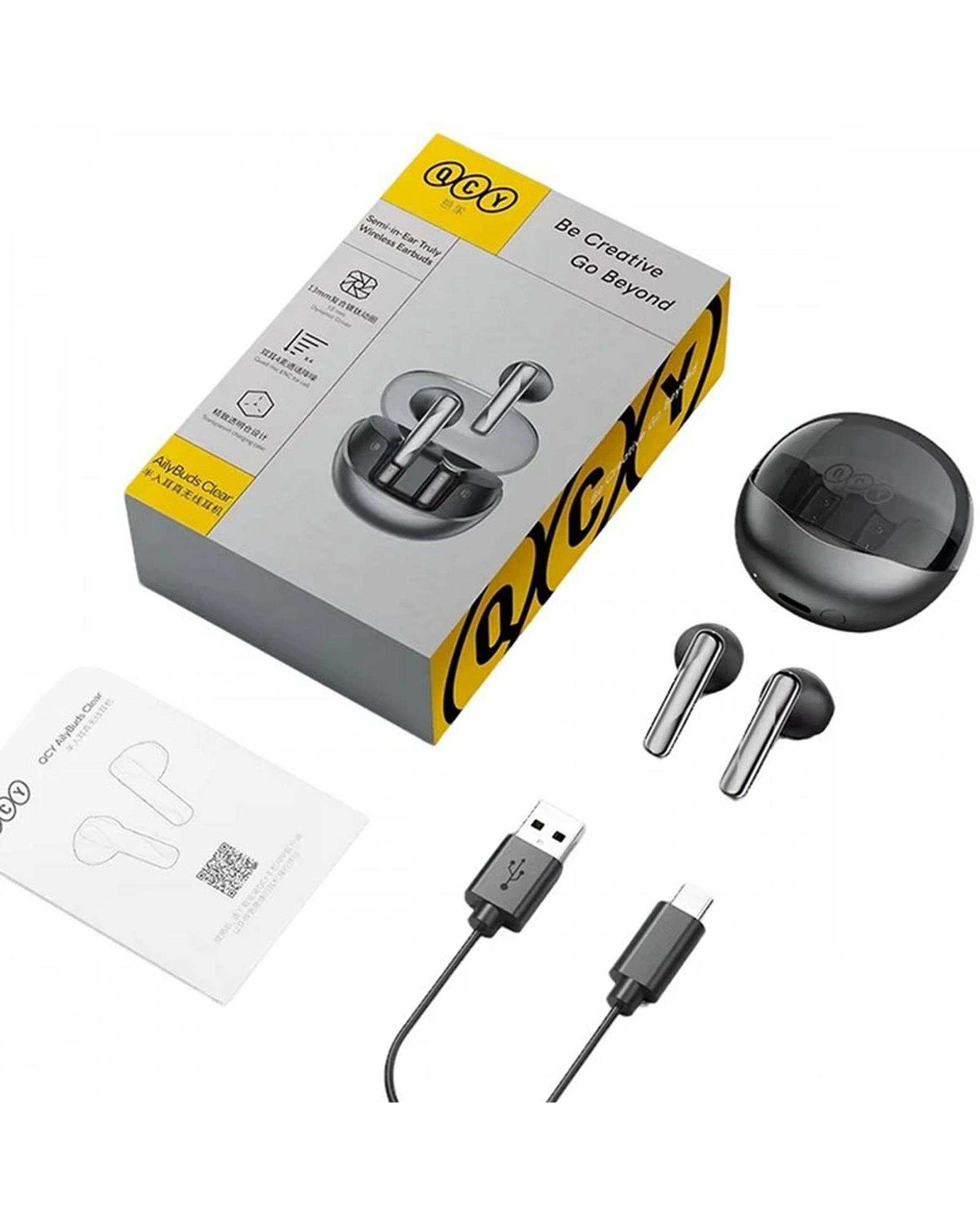 هندزفری بلوتوثی مشکی کیو سی وای QCY مدل AliyBuds Clear BH24QT32A