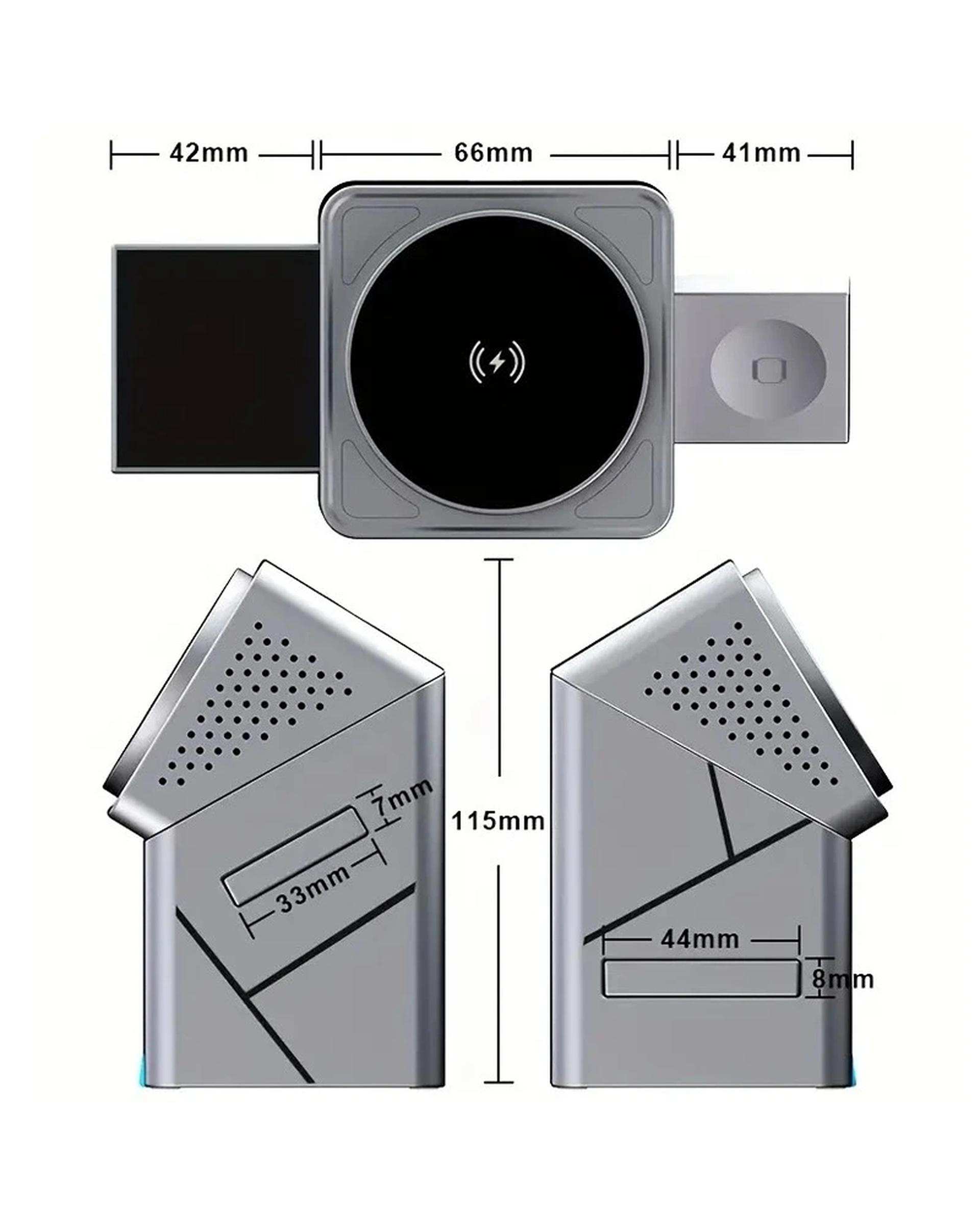 پایه شارژ رومیزی وایرلس مغناطیسی مدل Three in one Magnetic Rotatable Wireless Charger 15W R7