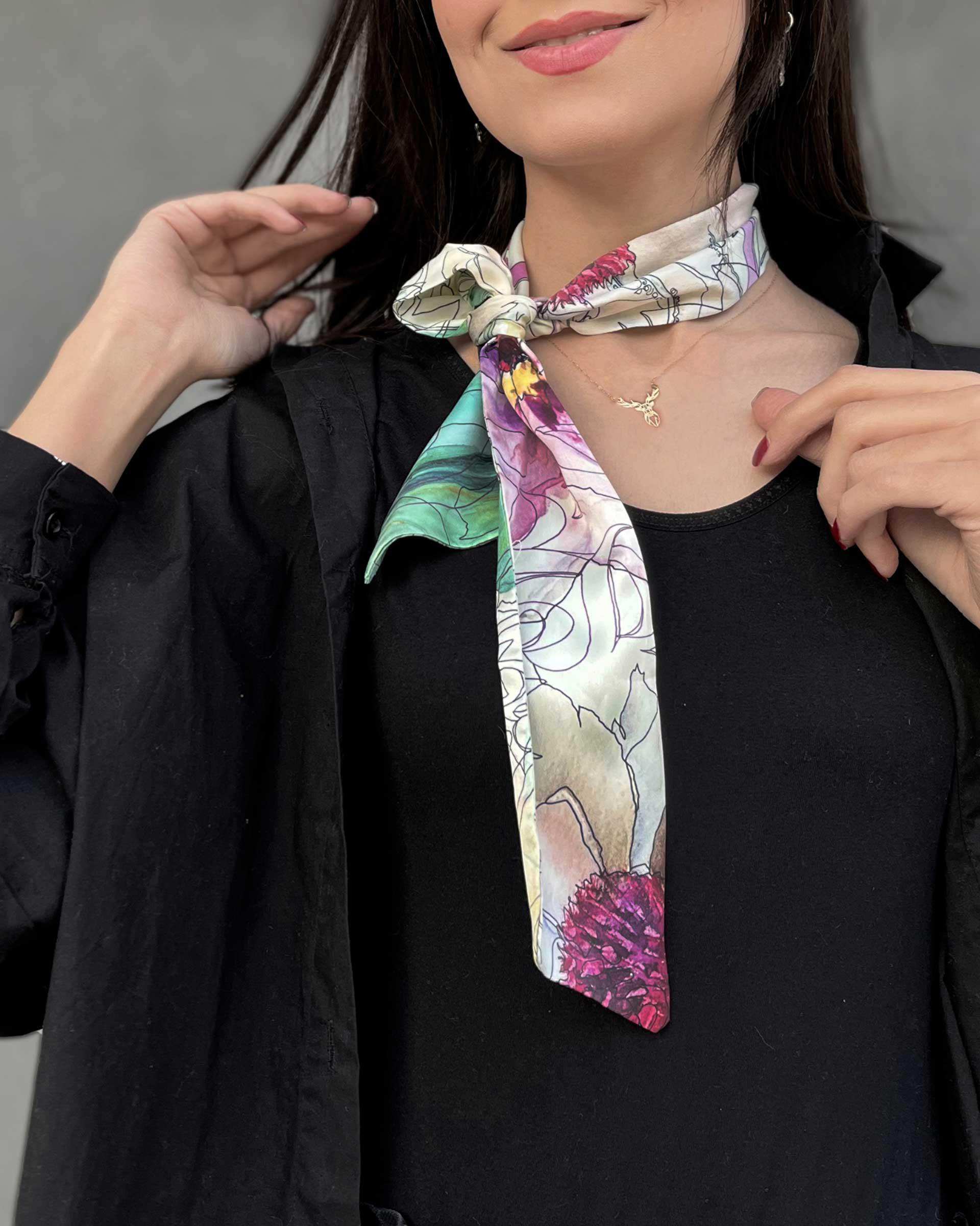 دستمال گردن زنانه شیری طاقه چیان Taghechian مدل حس