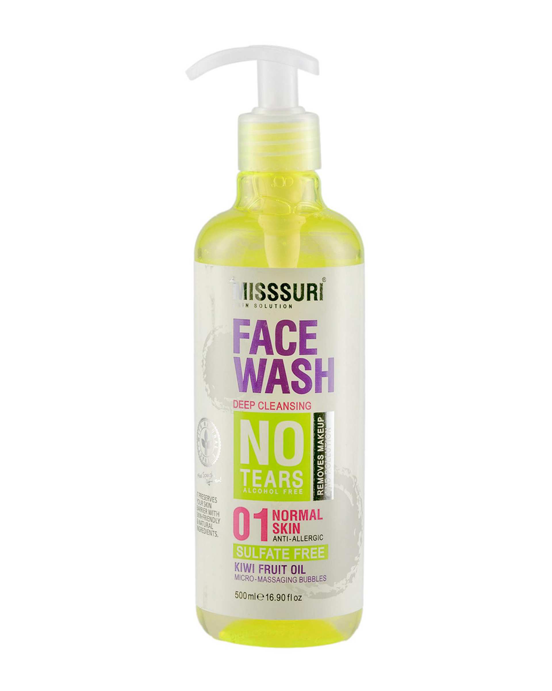ژل شستشوی صورت فاقد سولفات میسوری Misssuri مناسب پوست معمولی حجم 500ml