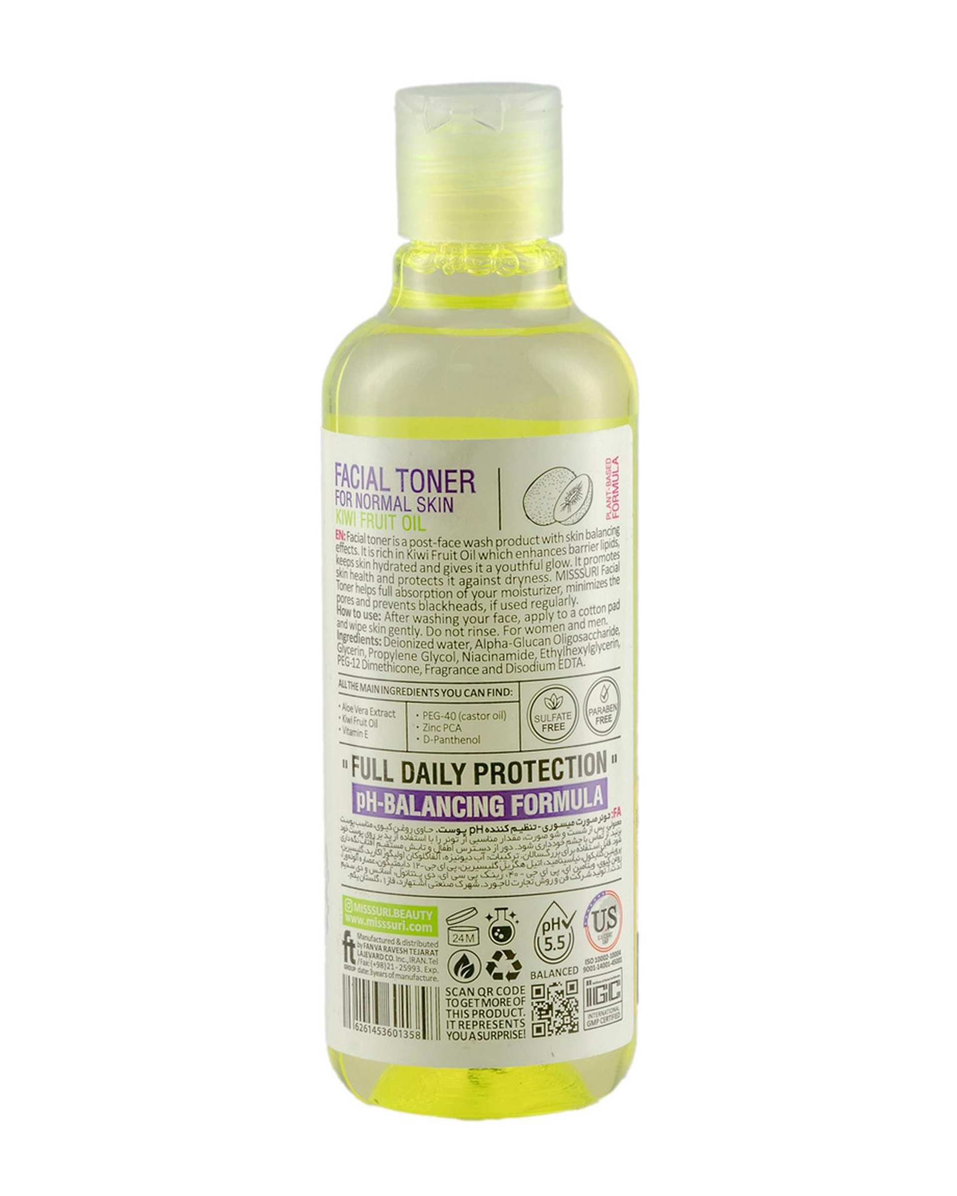 تونر صورت میسوری Misssuri مناسب پوست معمولی حجم 260ml