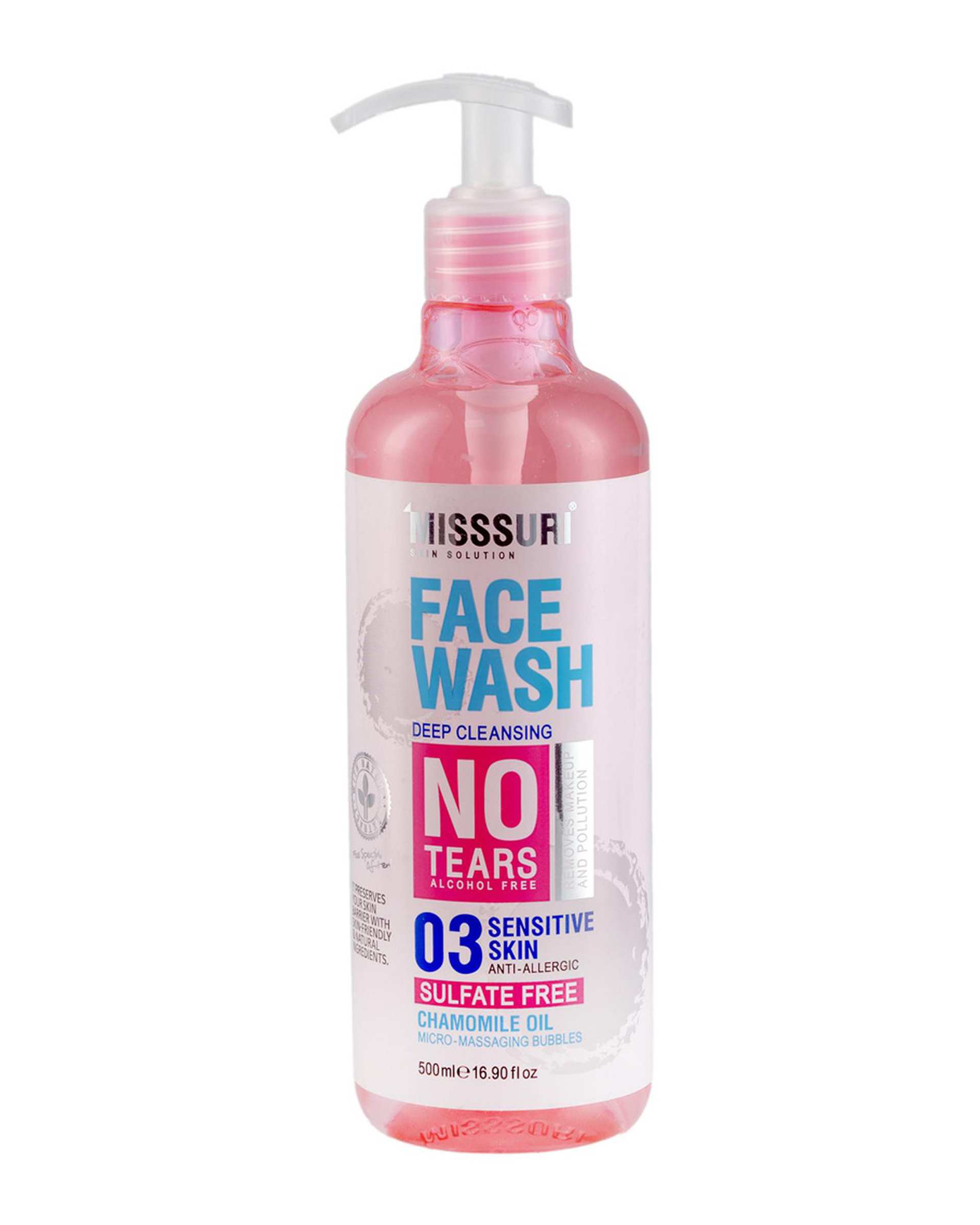 ژل شستشوی صورت بدون سولفات میسوری Misssuri مناسب پوست حساس حجم 500ml
